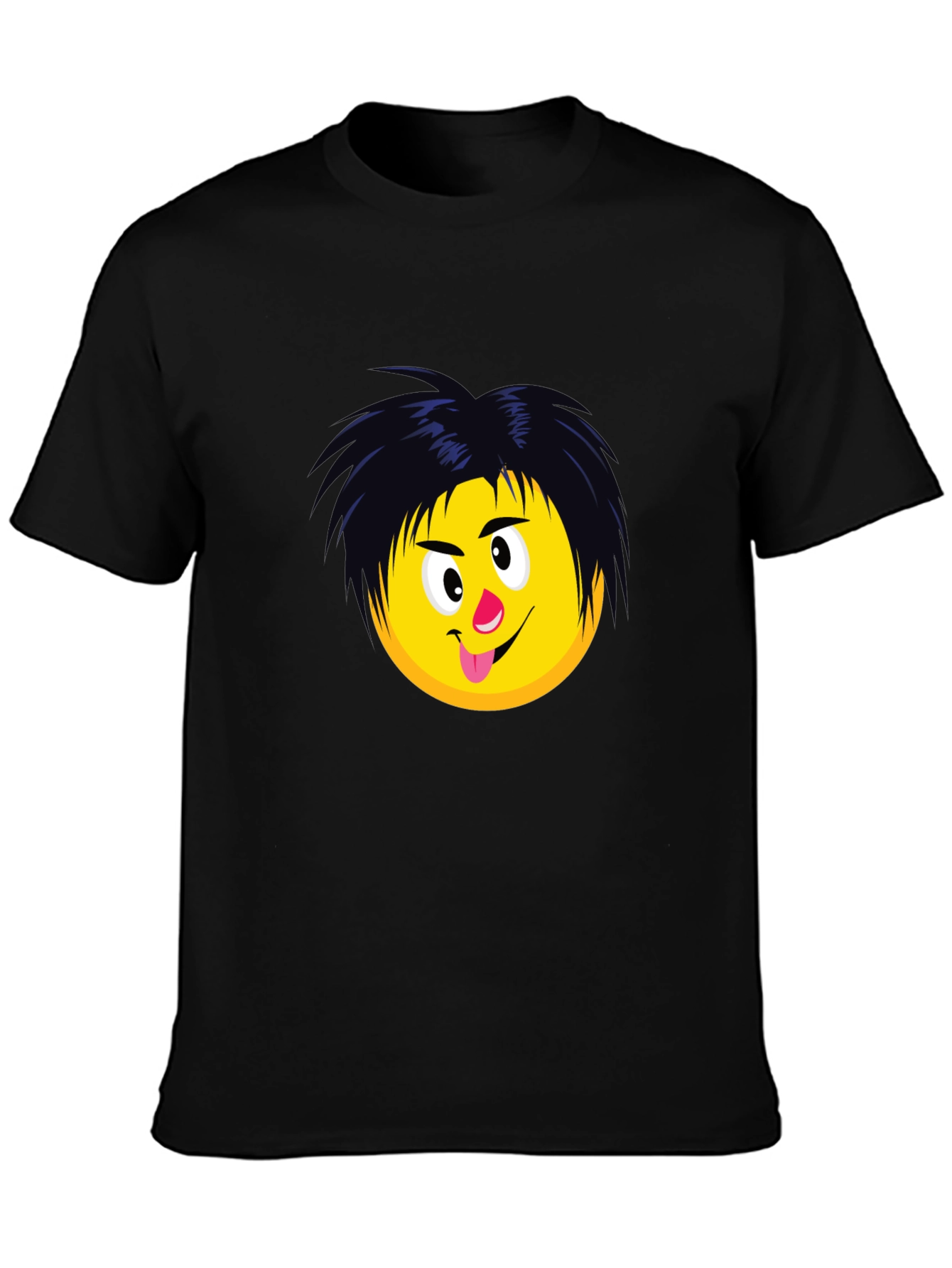 Black Funny Emoji Graphic T-Shirt - Black view 3