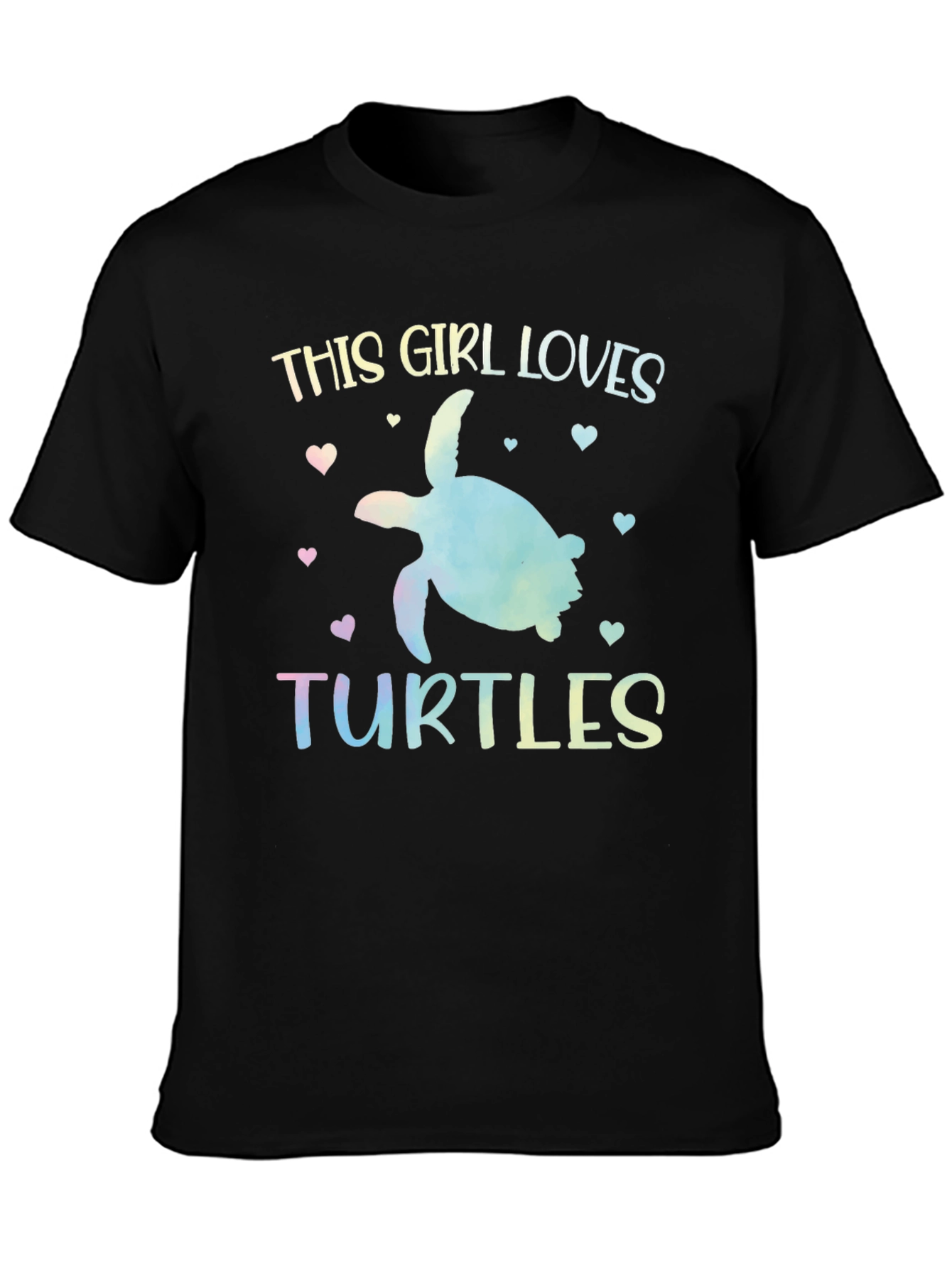 Black This Girl Loves Turtles Graphic T-Shirt view 3