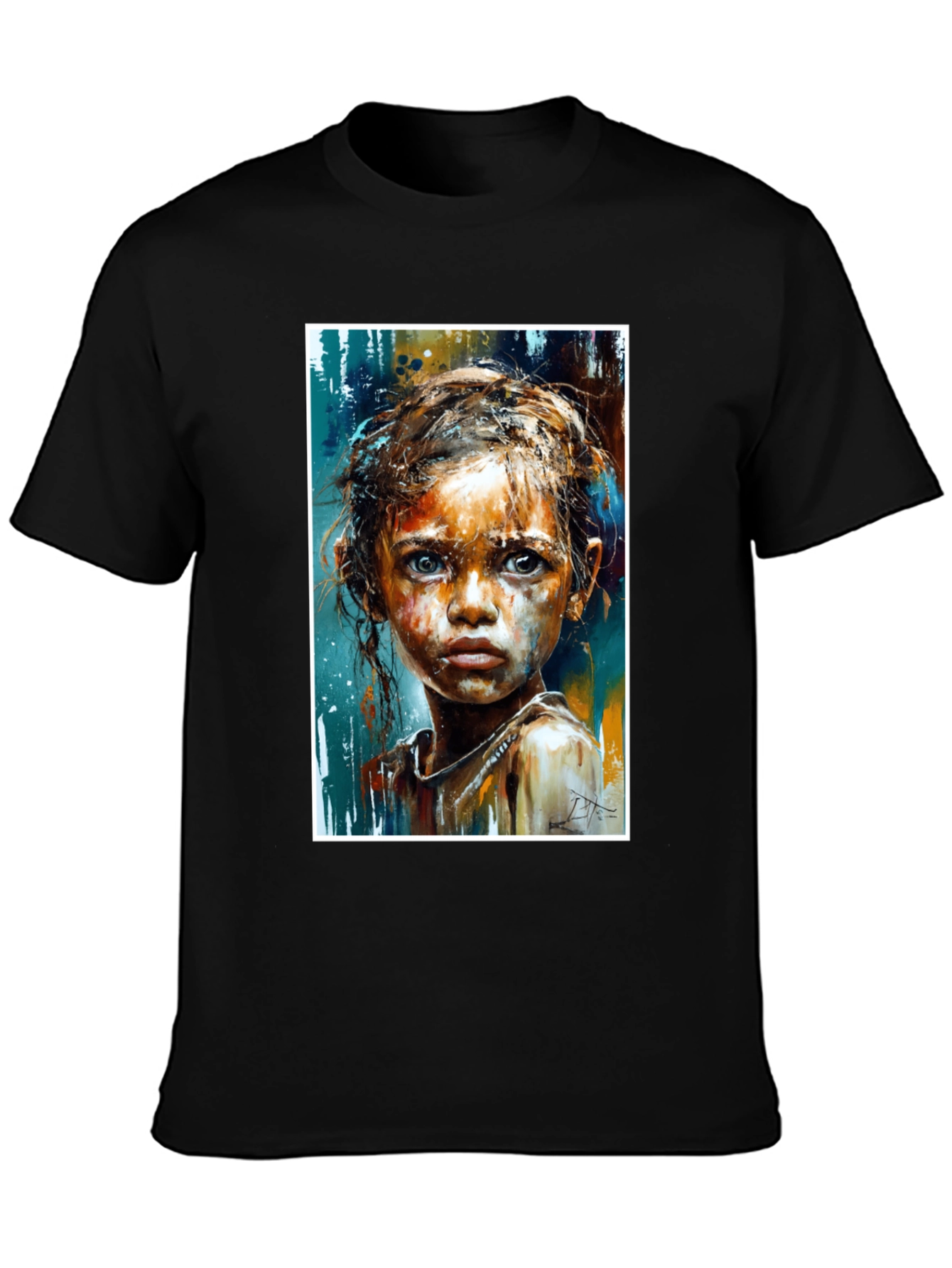 Expressive Girl Portrait Tee - Unique Art - 3