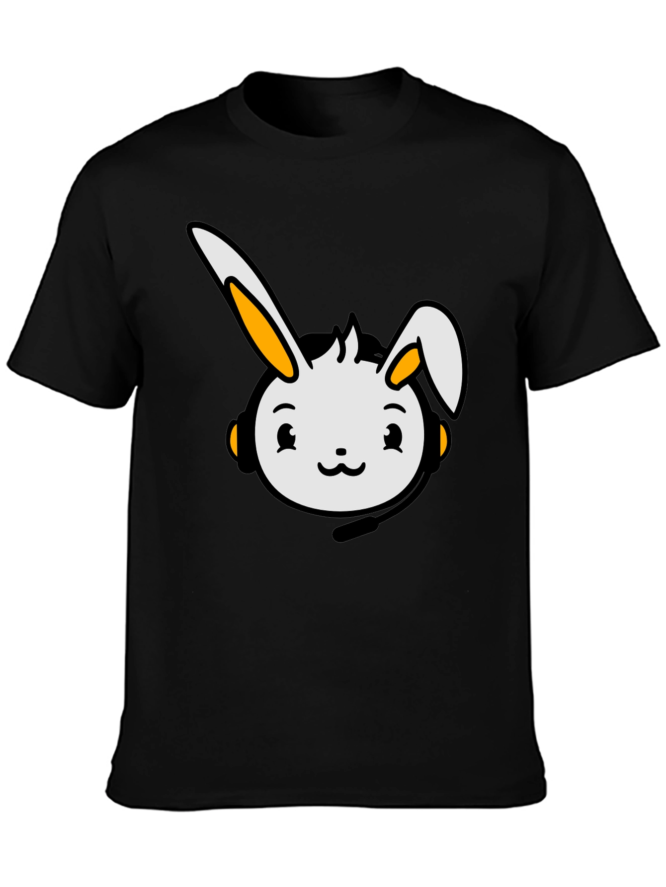 Black Cute Bunny Graphic T-Shirt - Black view 3