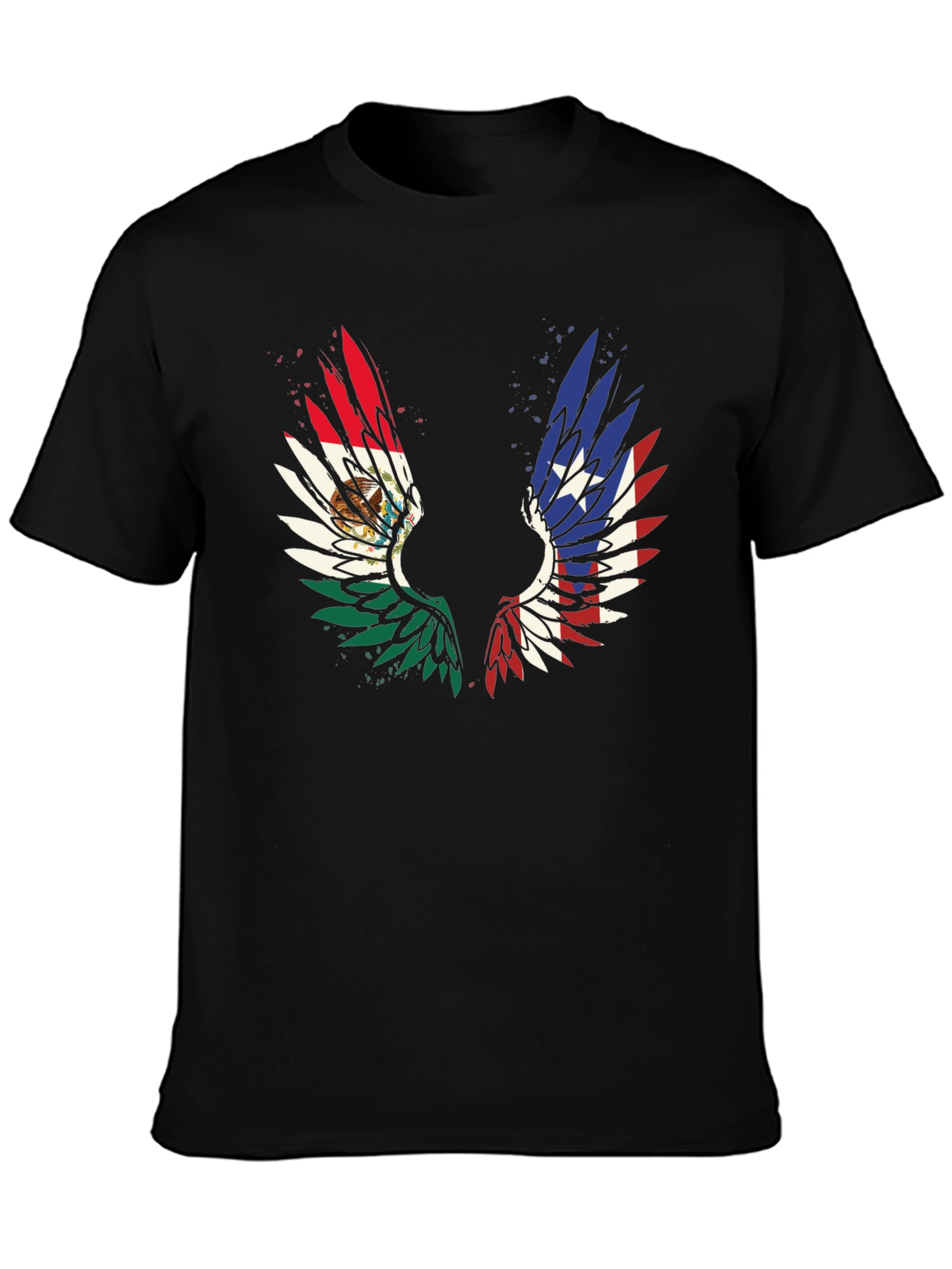 Black Mexico-Texas Wings Graphic T-Shirt view 3