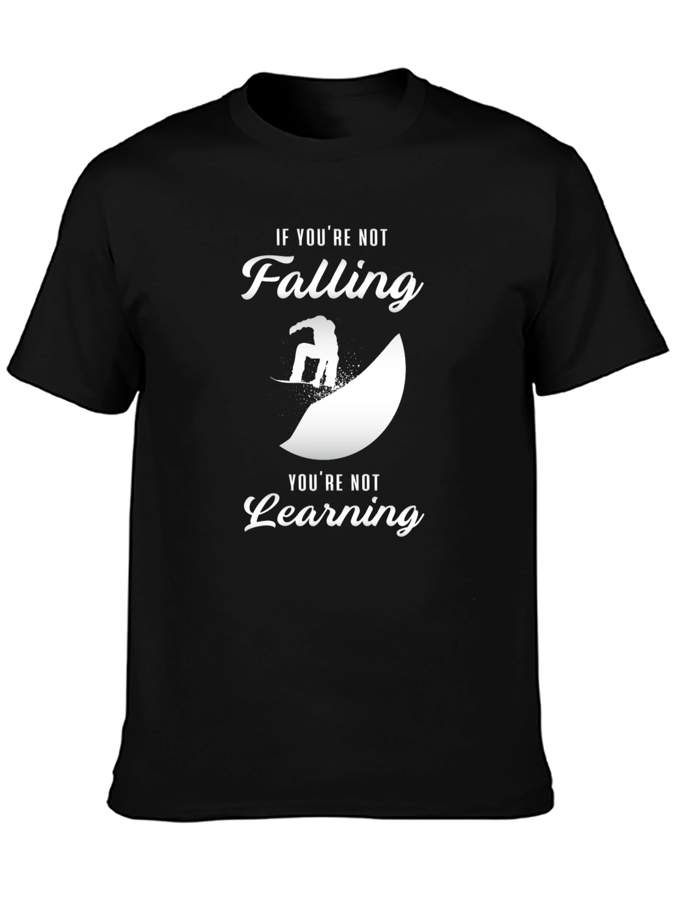 Black Falling Snowboarder Graphic Tee - Learn Something New view 3