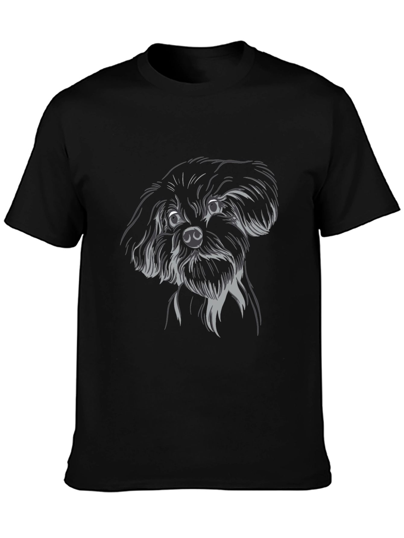 Black Dog Sketch Black T-Shirt view 3