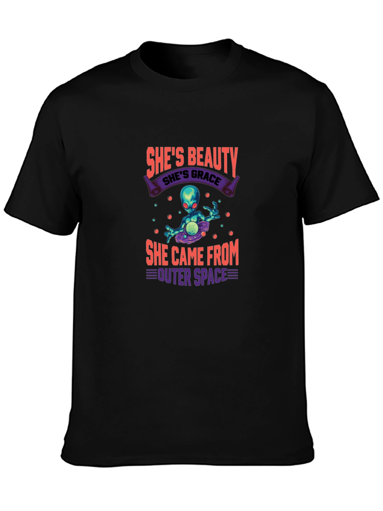 Black She's Beauty She's Grace Alien Graphic Tee view 3