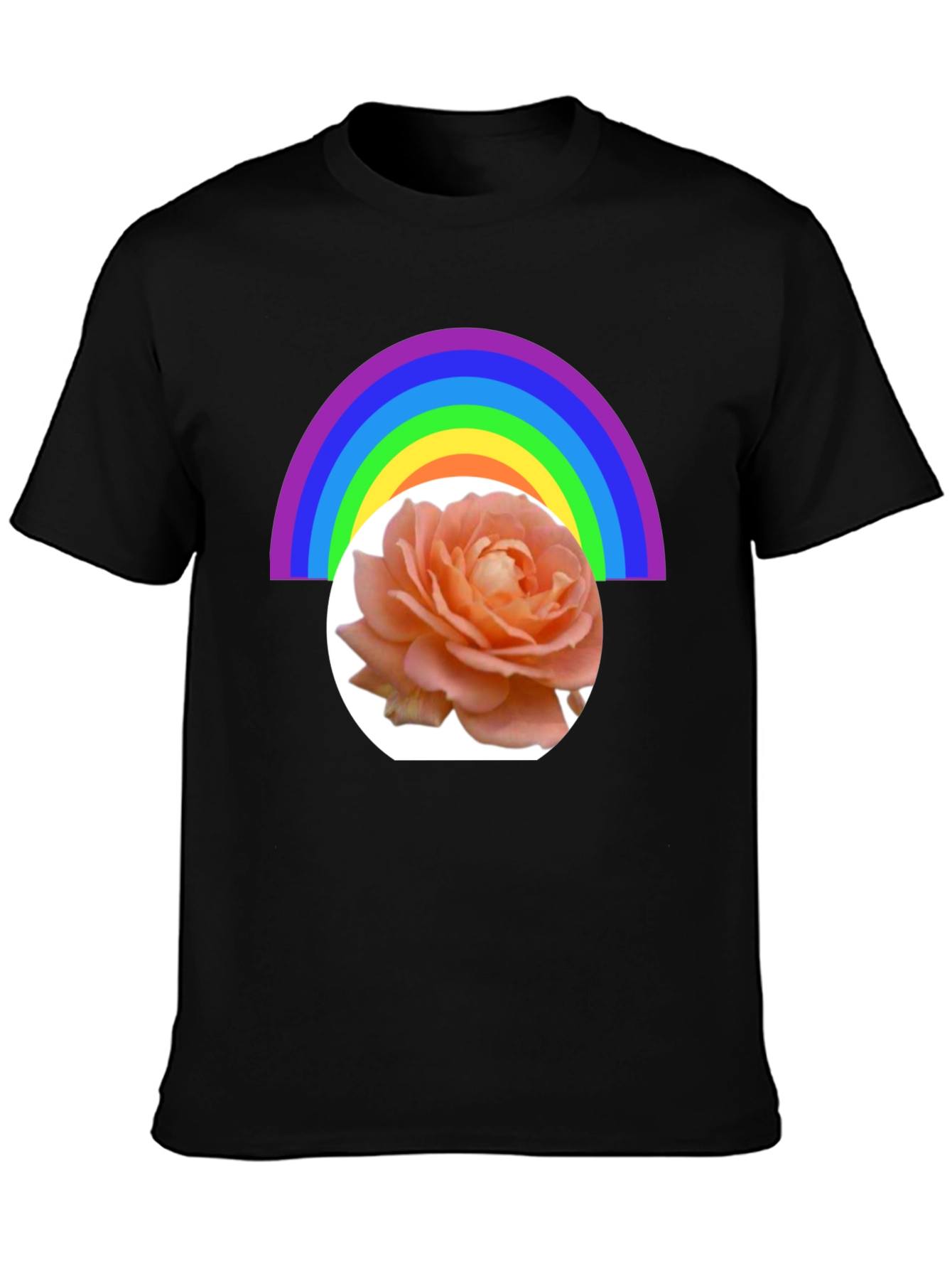 Black Rainbow Rose Graphic Tee - Stylish Casual Wear view 3