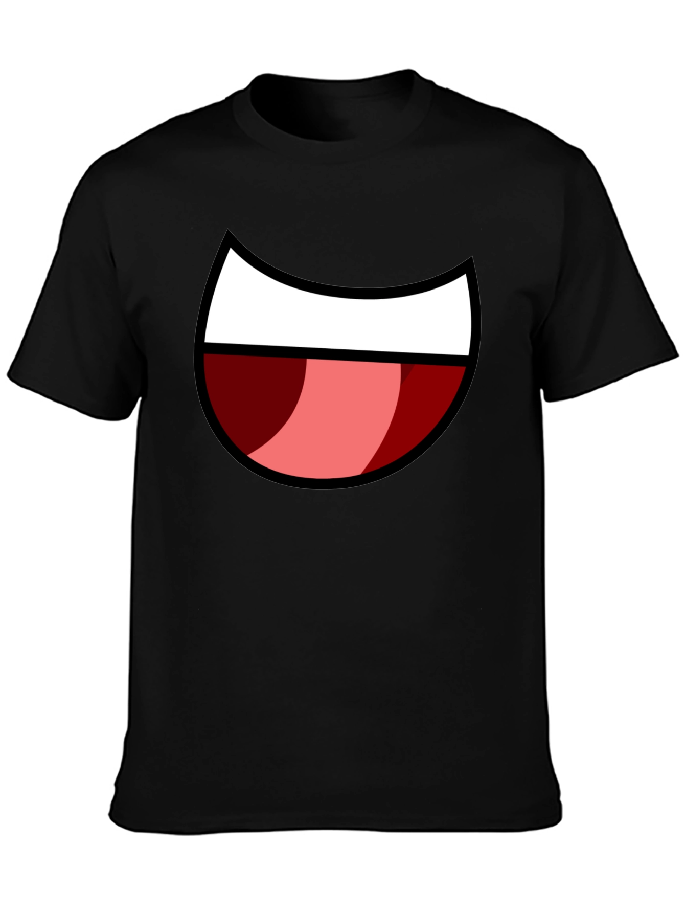 Black Cartoon Mouth Graphic Tee - Black Cotton Blend view 3