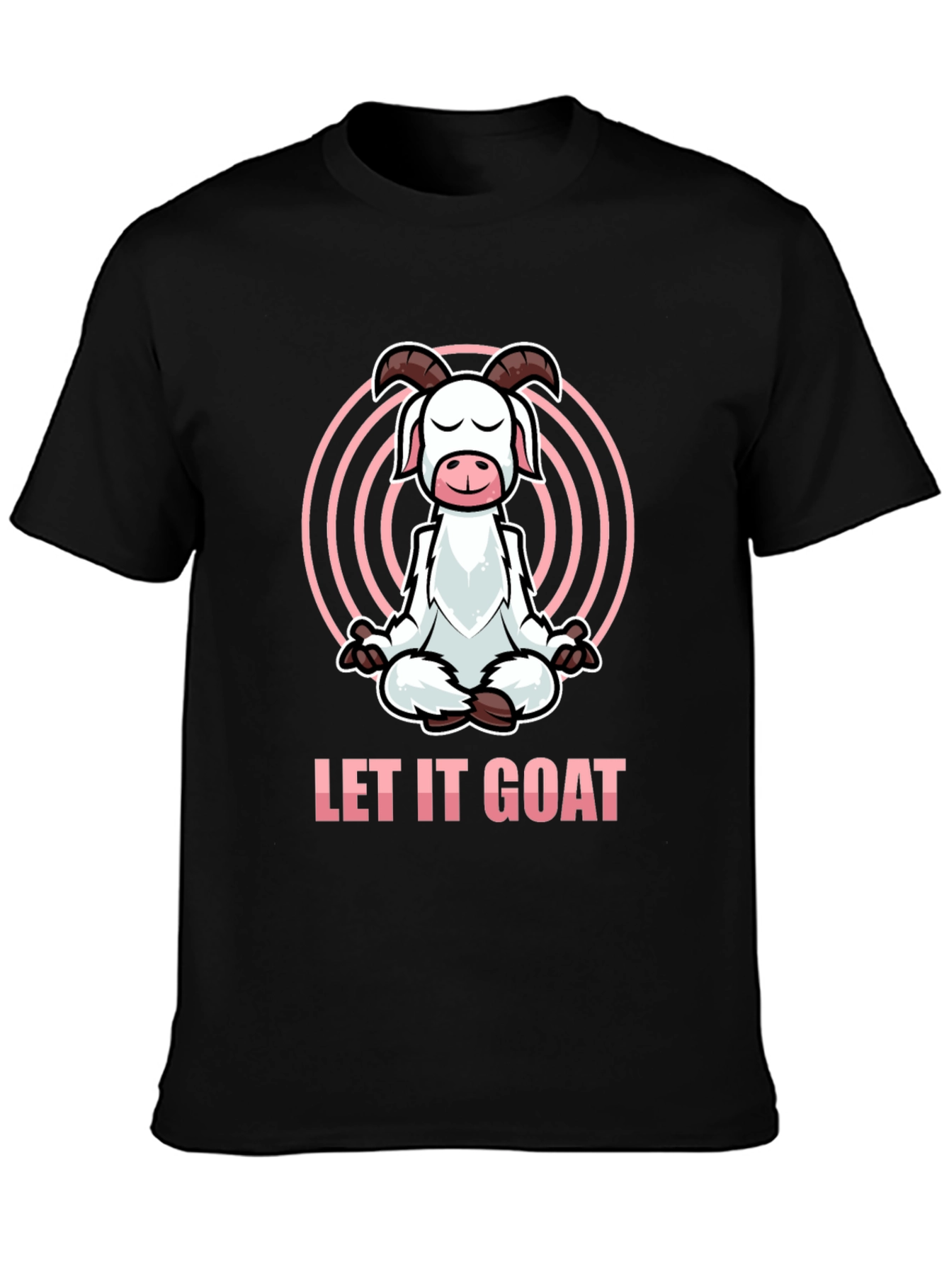 Black Let It Goat Meditation T-Shirt - Funny Yoga Design view 3