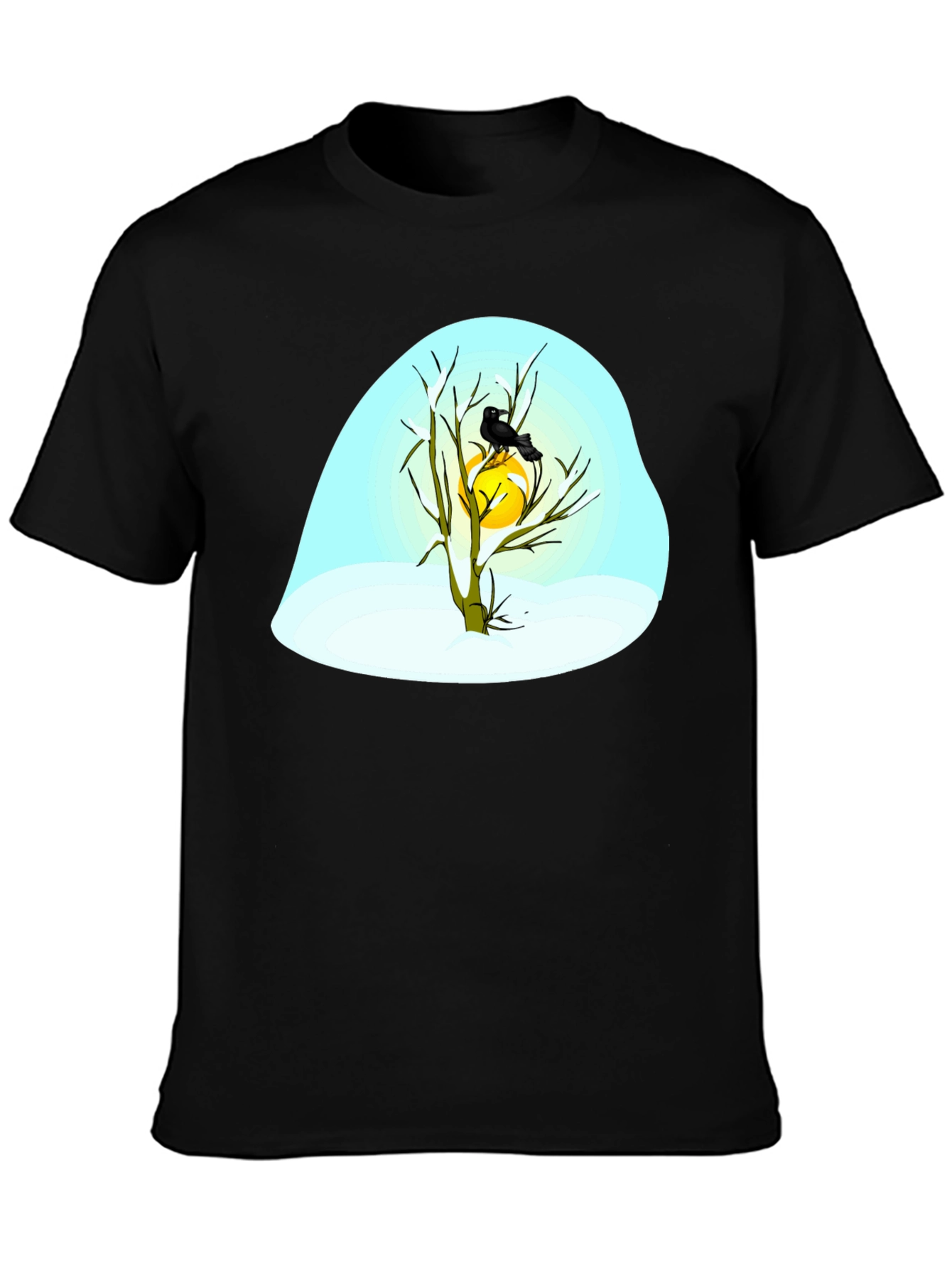 Black Winter Raven Graphic Tee - Black Cotton Blend view 3