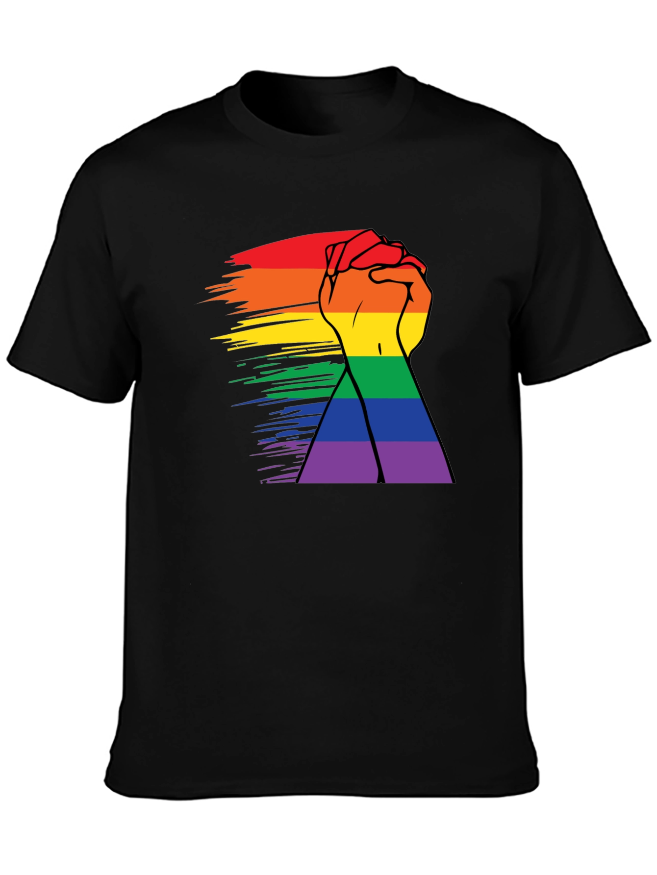 Black Pride Rainbow Hands Black T-Shirt view 3