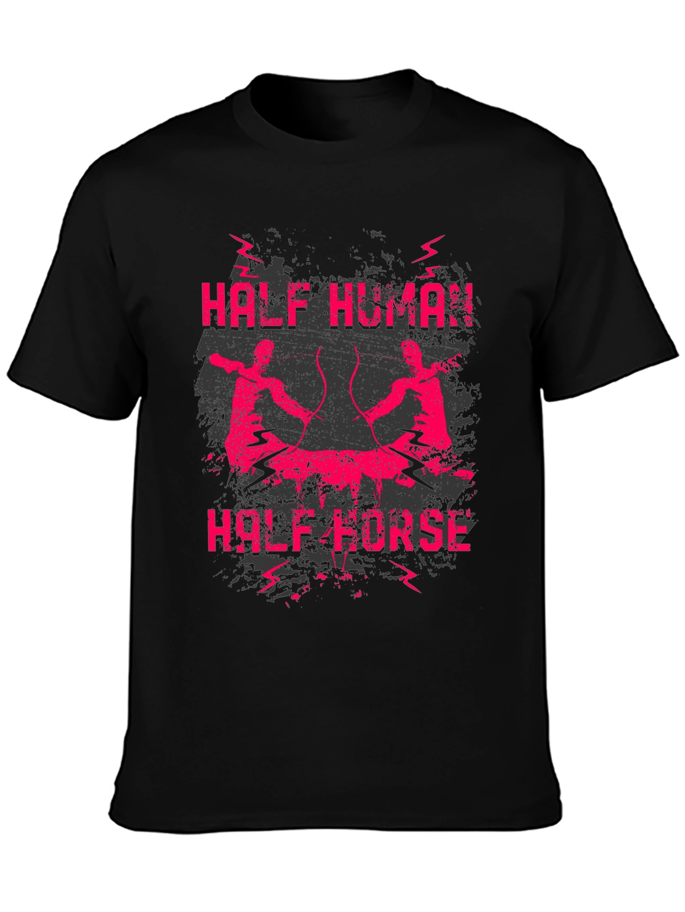 Black Half Human Half Horse Graphic Tee view 3