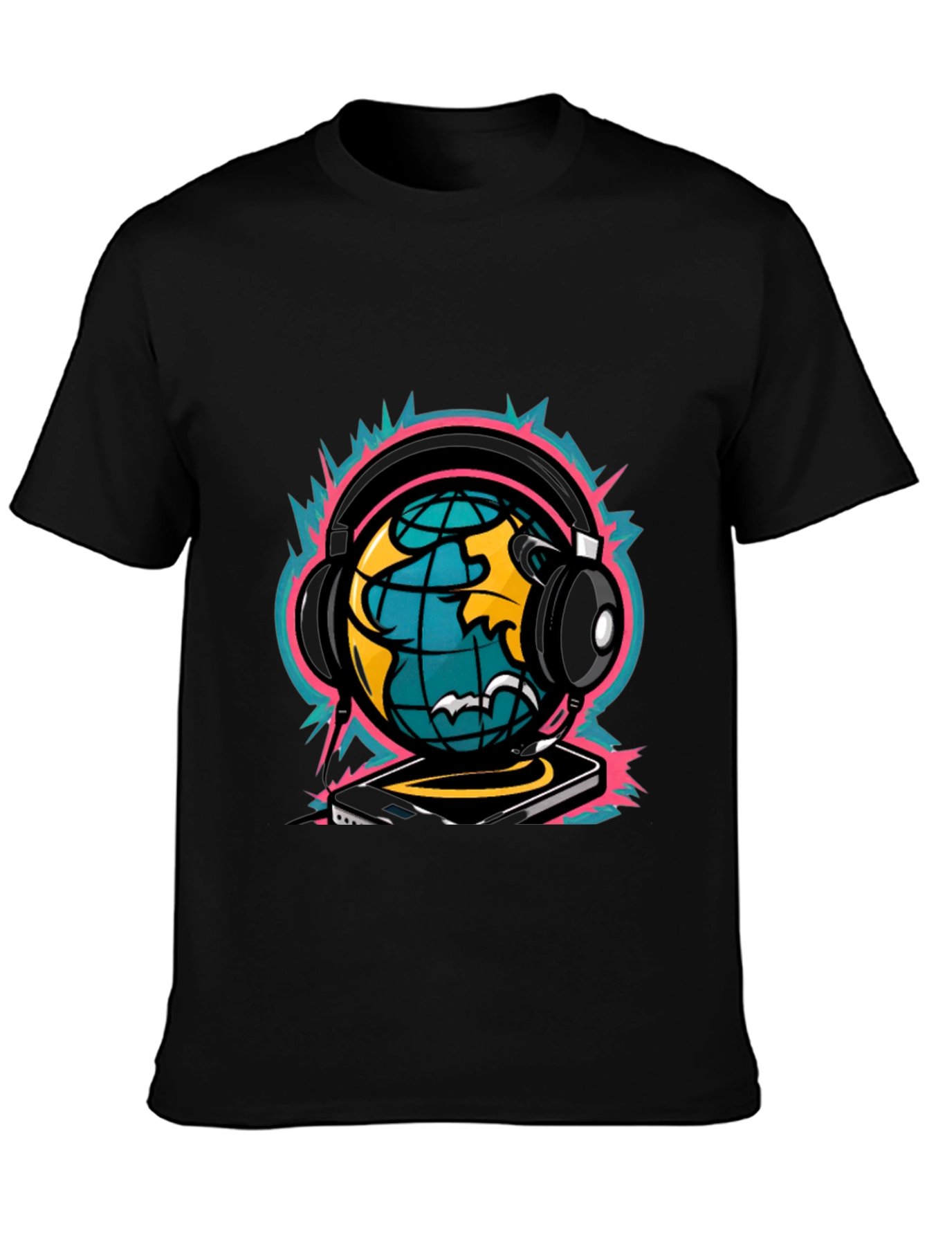 Black DJ World Graphic Tee - Black view 3