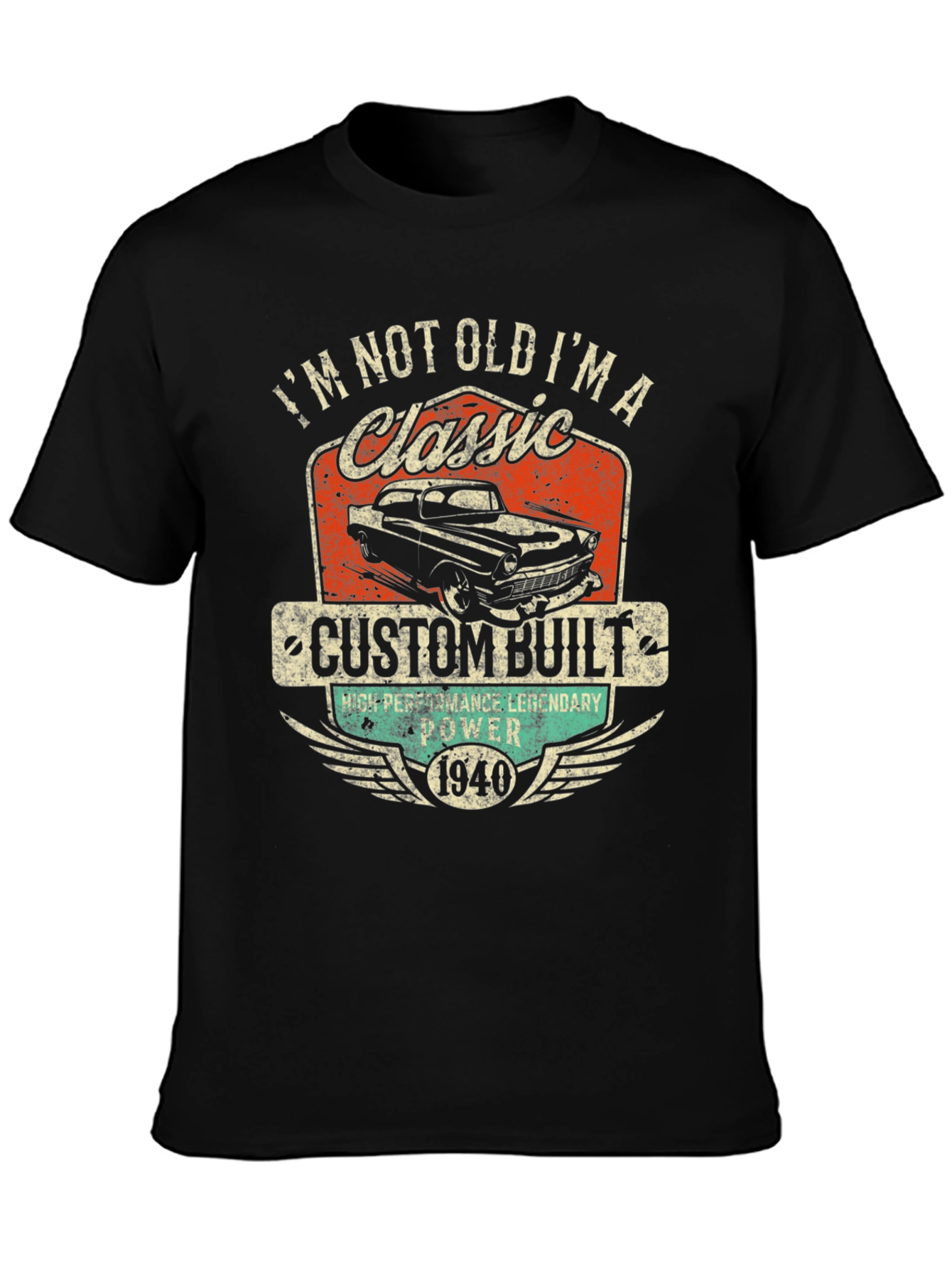 Black Classic Car T-Shirt - I'm Not Old, I'm a Classic view 3