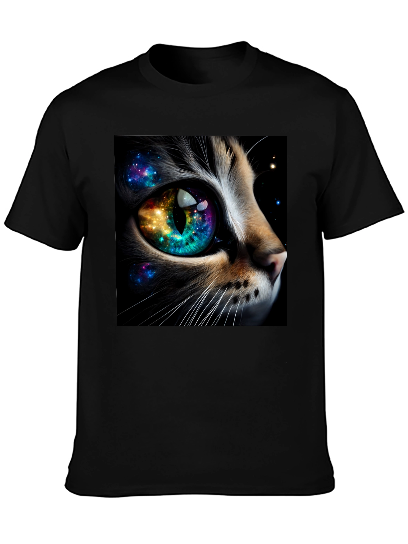 Black Cosmic Cat Eye T-Shirt - Unique Galaxy Design view 3