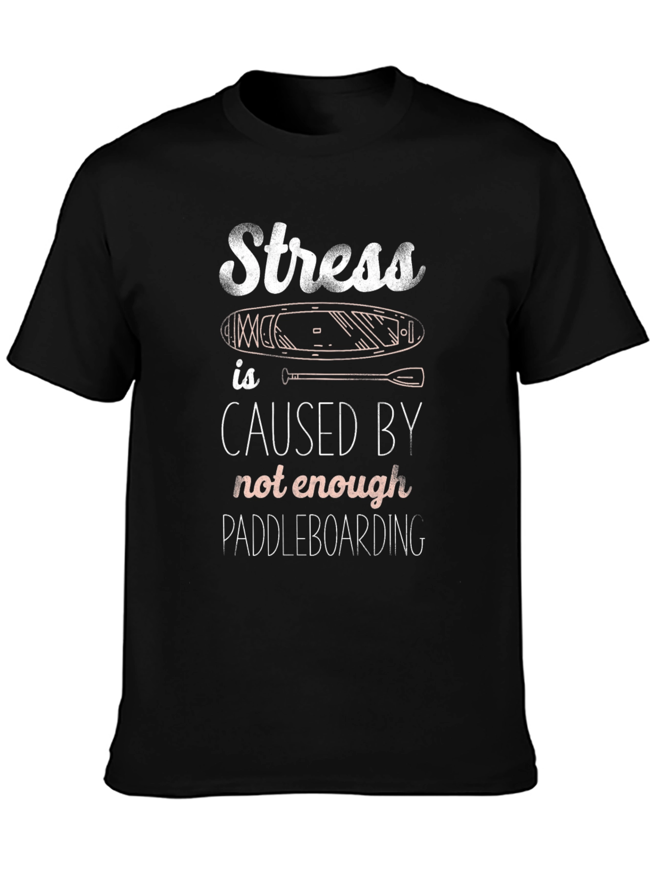 Stress Paddleboarding T-Shirt - Black Graphic Tee - 3
