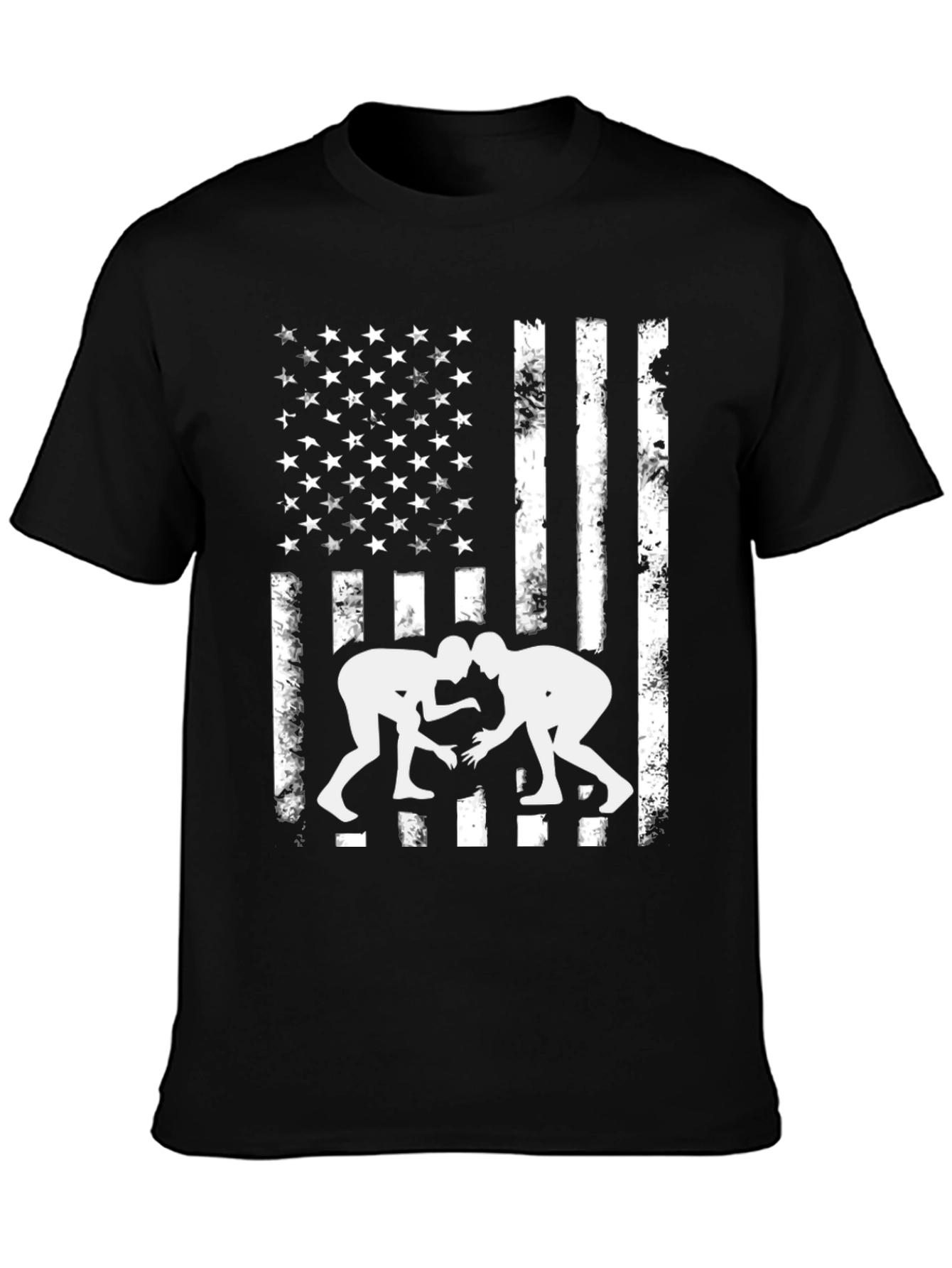 Black Wrestling USA Flag Graphic T-Shirt view 3