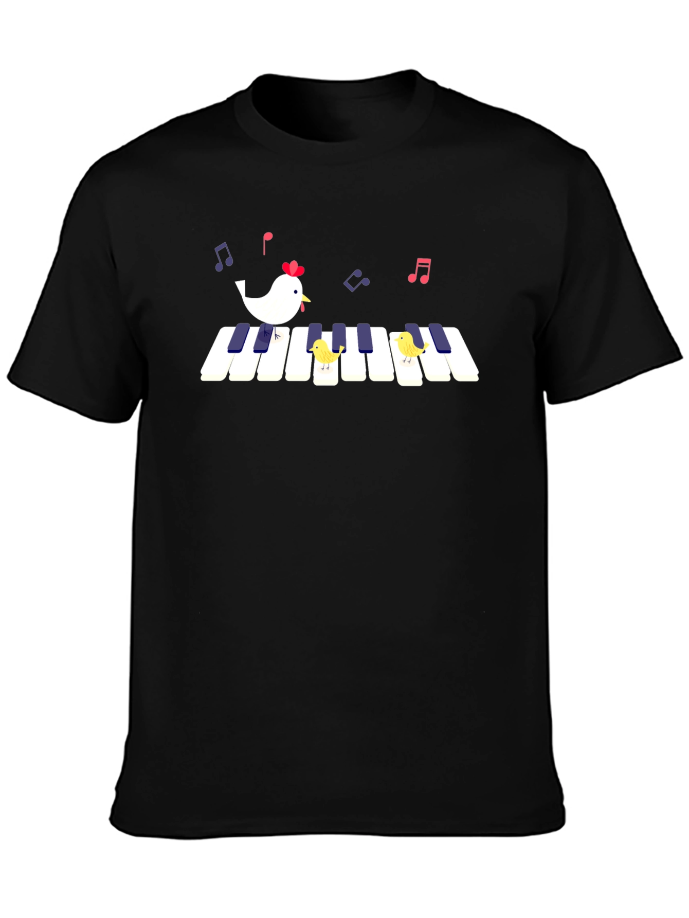 Black Piano Chicken T-Shirt - Musical Bird Tee view 3