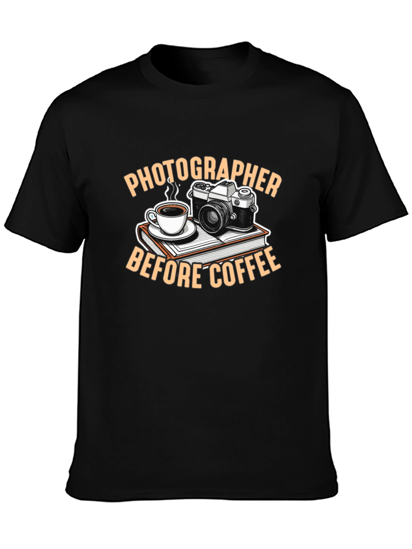 Black Photographer Before Coffee Black T-Shirt view 3