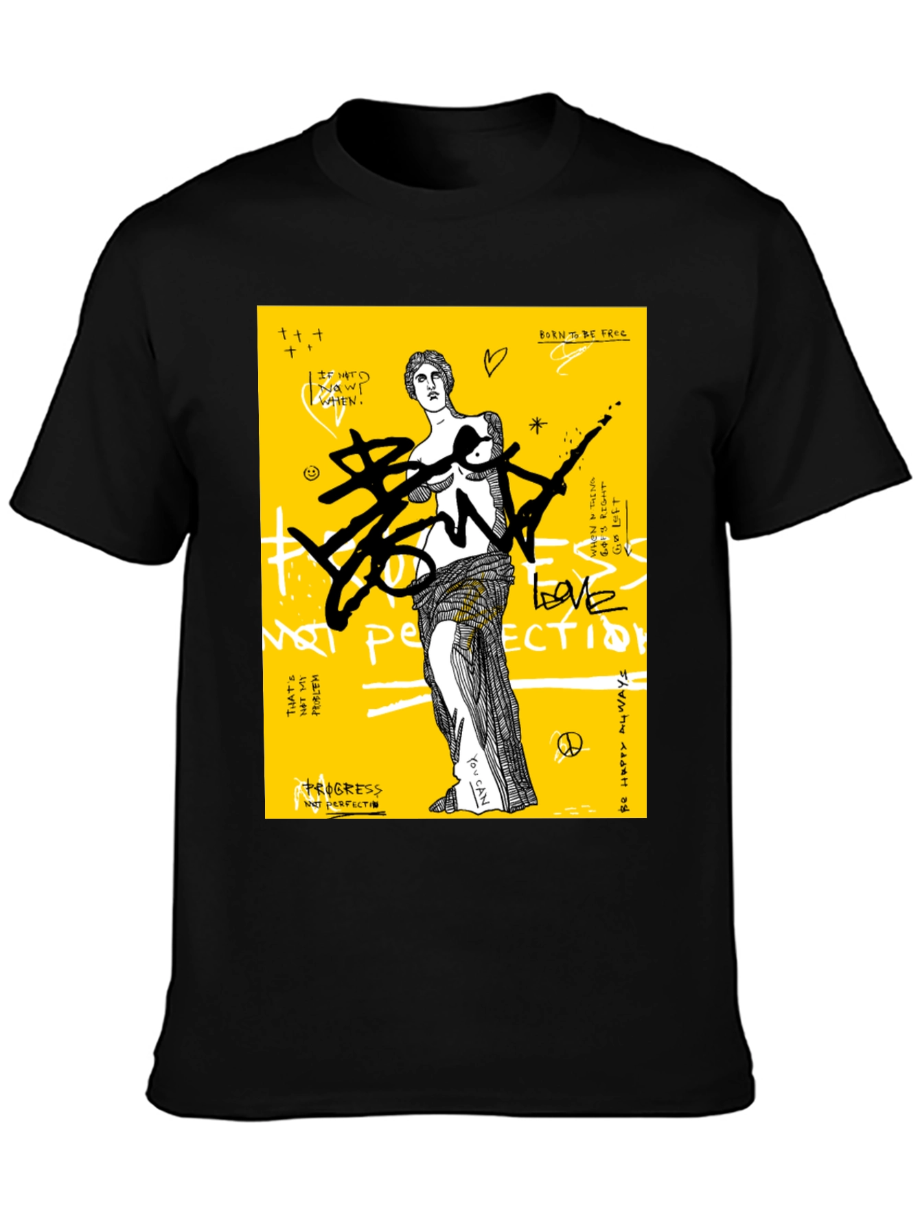 Black Edgy Graphic Print T-Shirt view 3