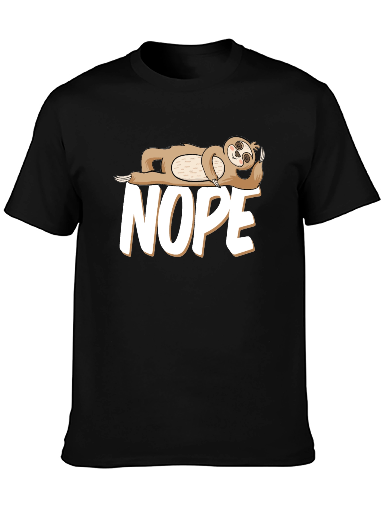 Black Nope Sloth T-Shirt - Funny Lazy Day Tee view 3