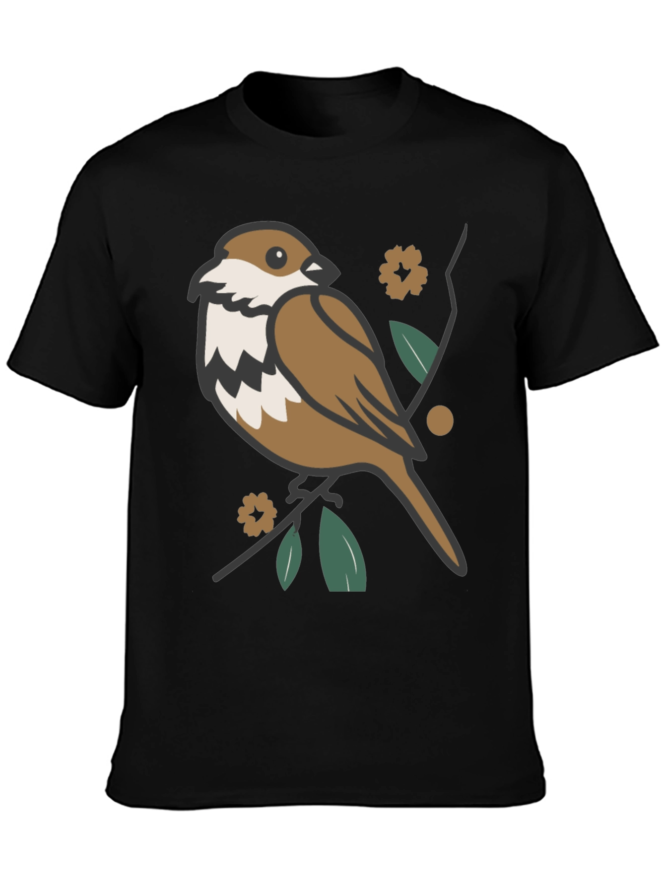 Black Bird & Branch Graphic T-Shirt - Casual Style view 3