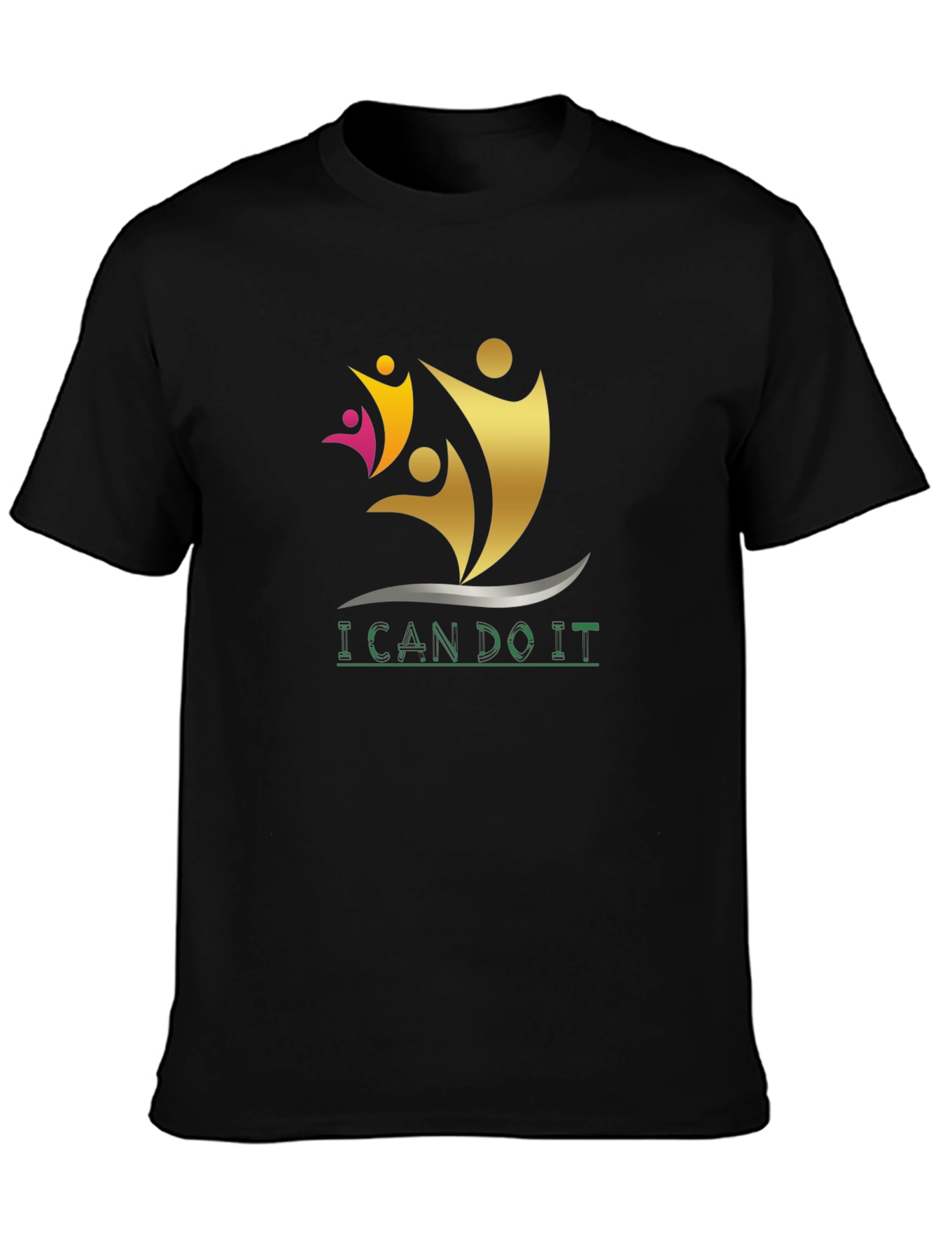 Black Inspirational Black T-Shirt - I Can Do It Design view 3