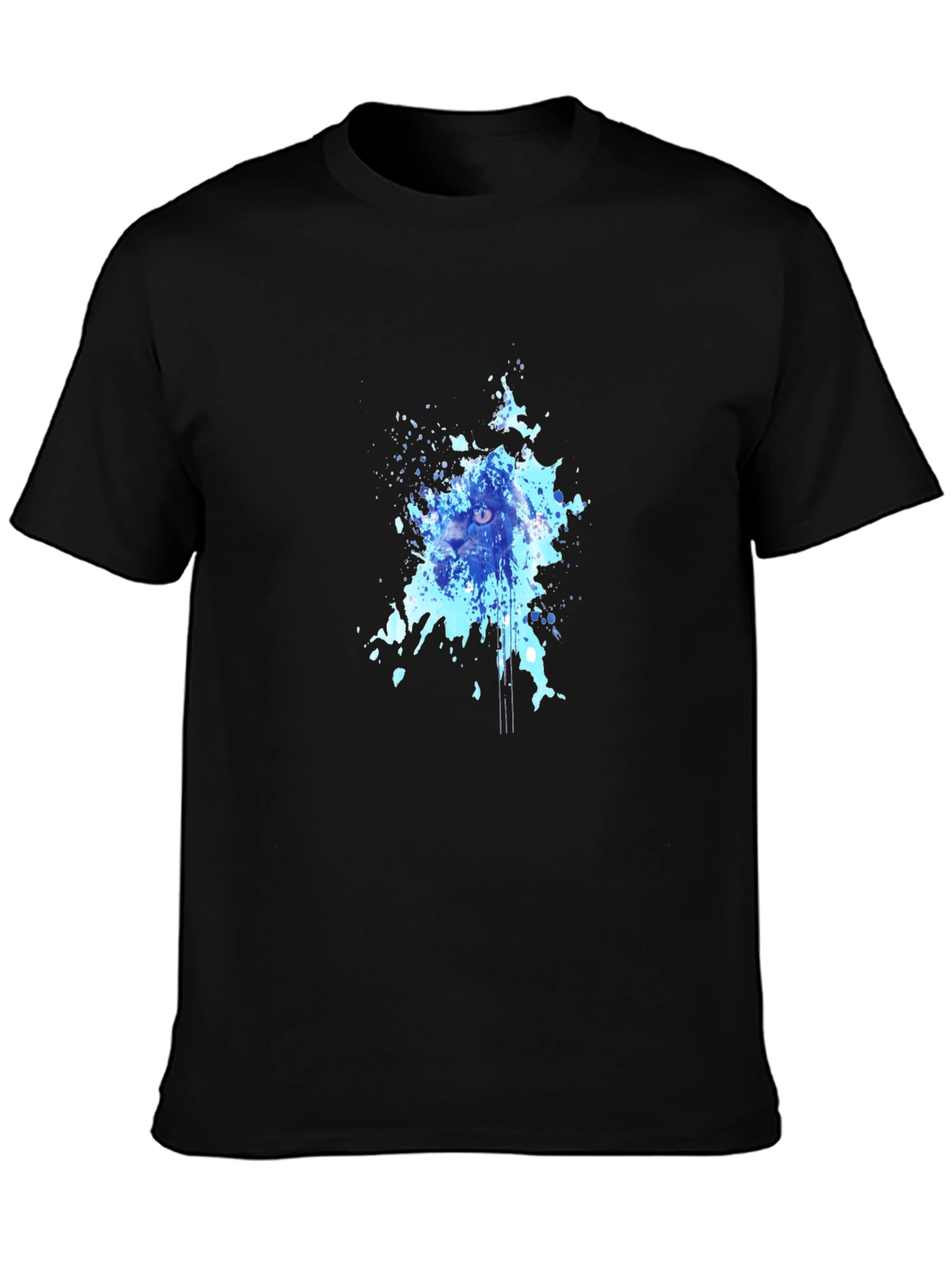 Black Abstract Cat Splash Tee - Black view 3