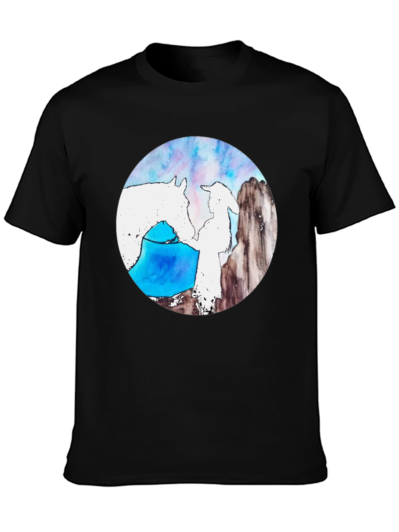 Black Ethereal Horse & Rider Black T-Shirt view 3