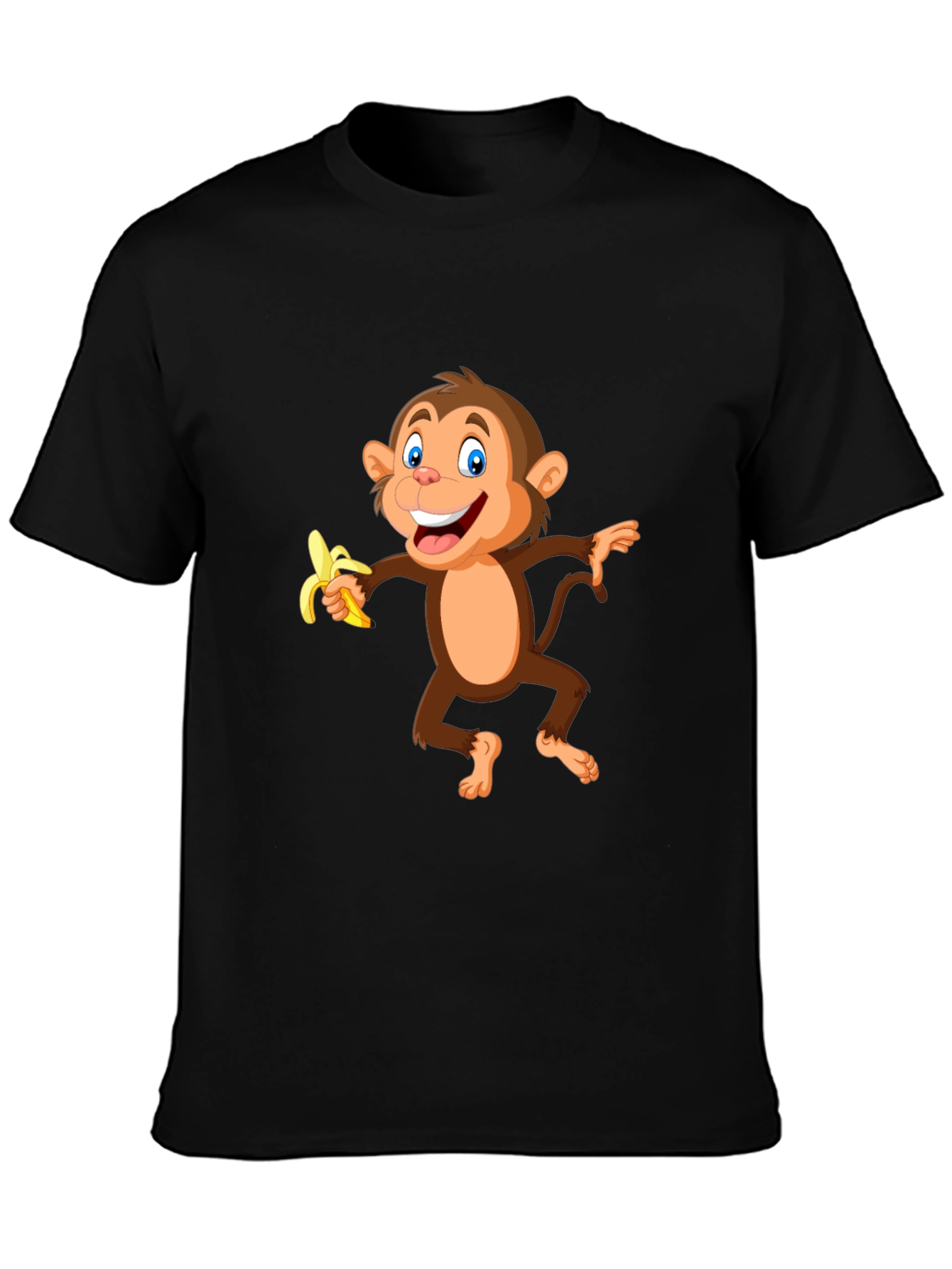 Black Fun Monkey Banana Graphic Black T-Shirt view 3