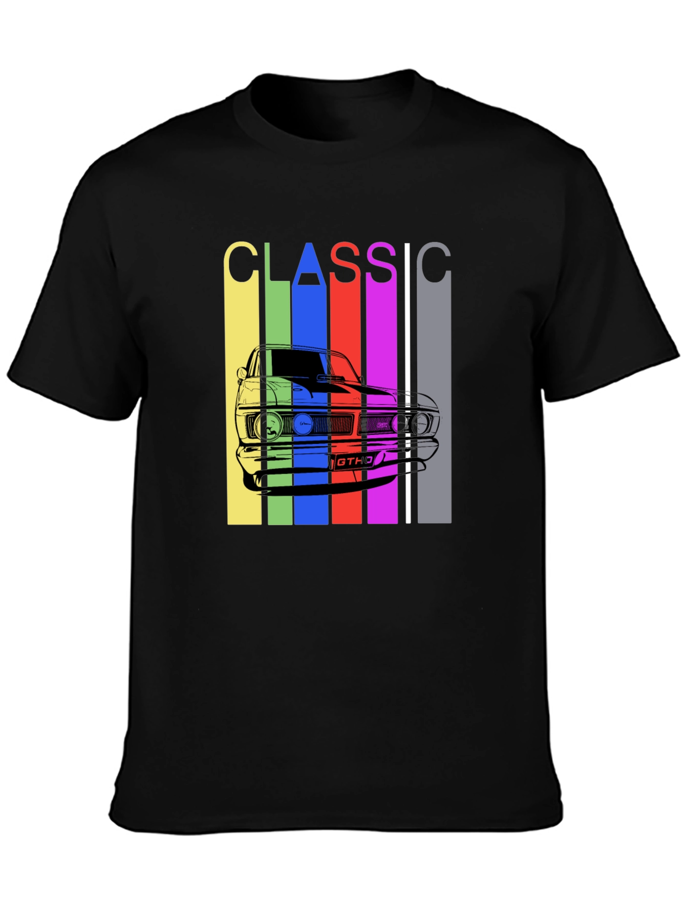 Black Classic Car T-Shirt - Retro Style Men's Tee view 3