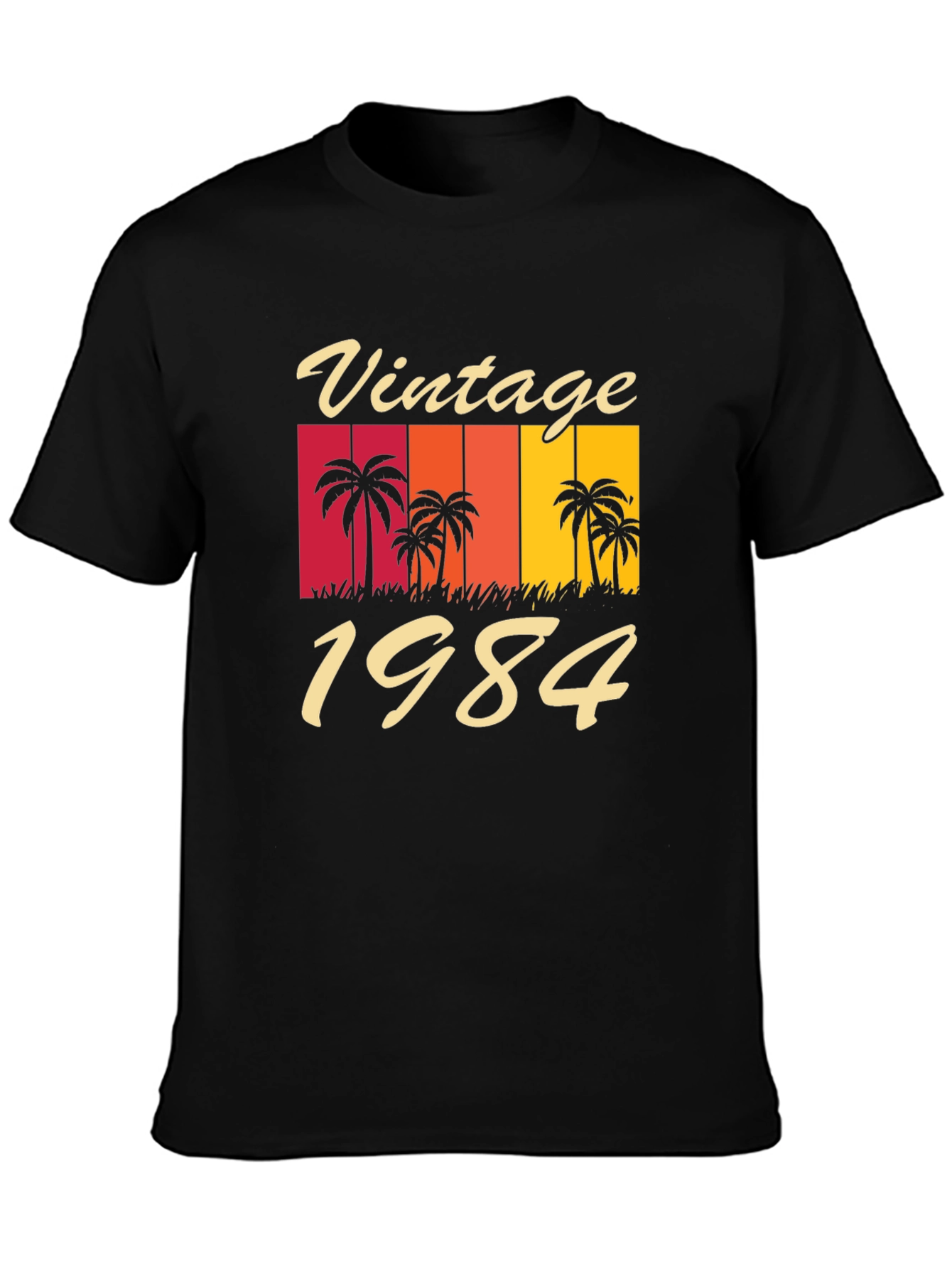 Black Vintage 1984 Palm Tree Graphic T-Shirt view 3