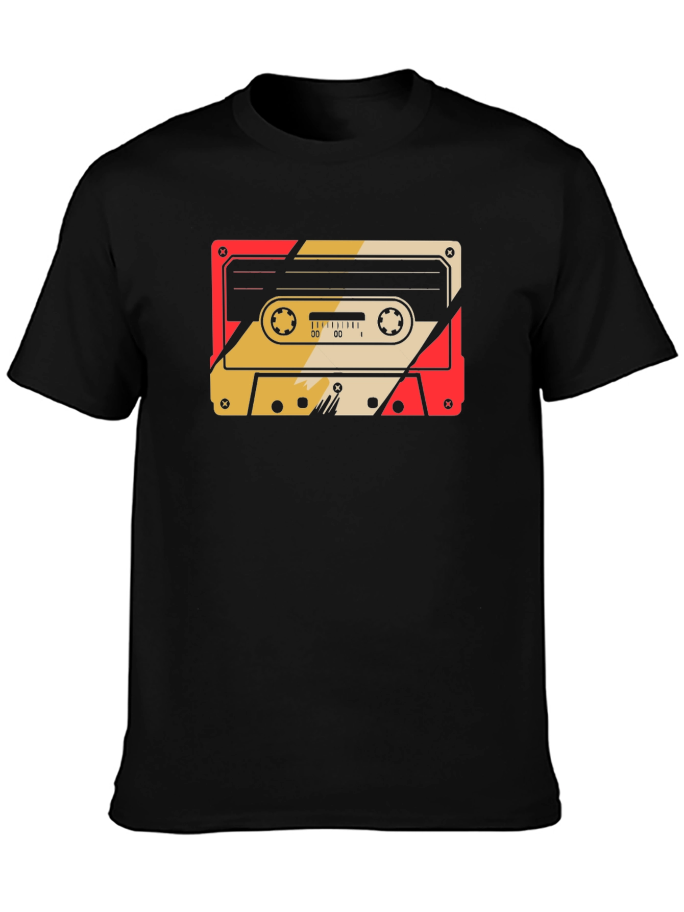 Black Retro Cassette Tape Graphic Tee - Classic Style view 3