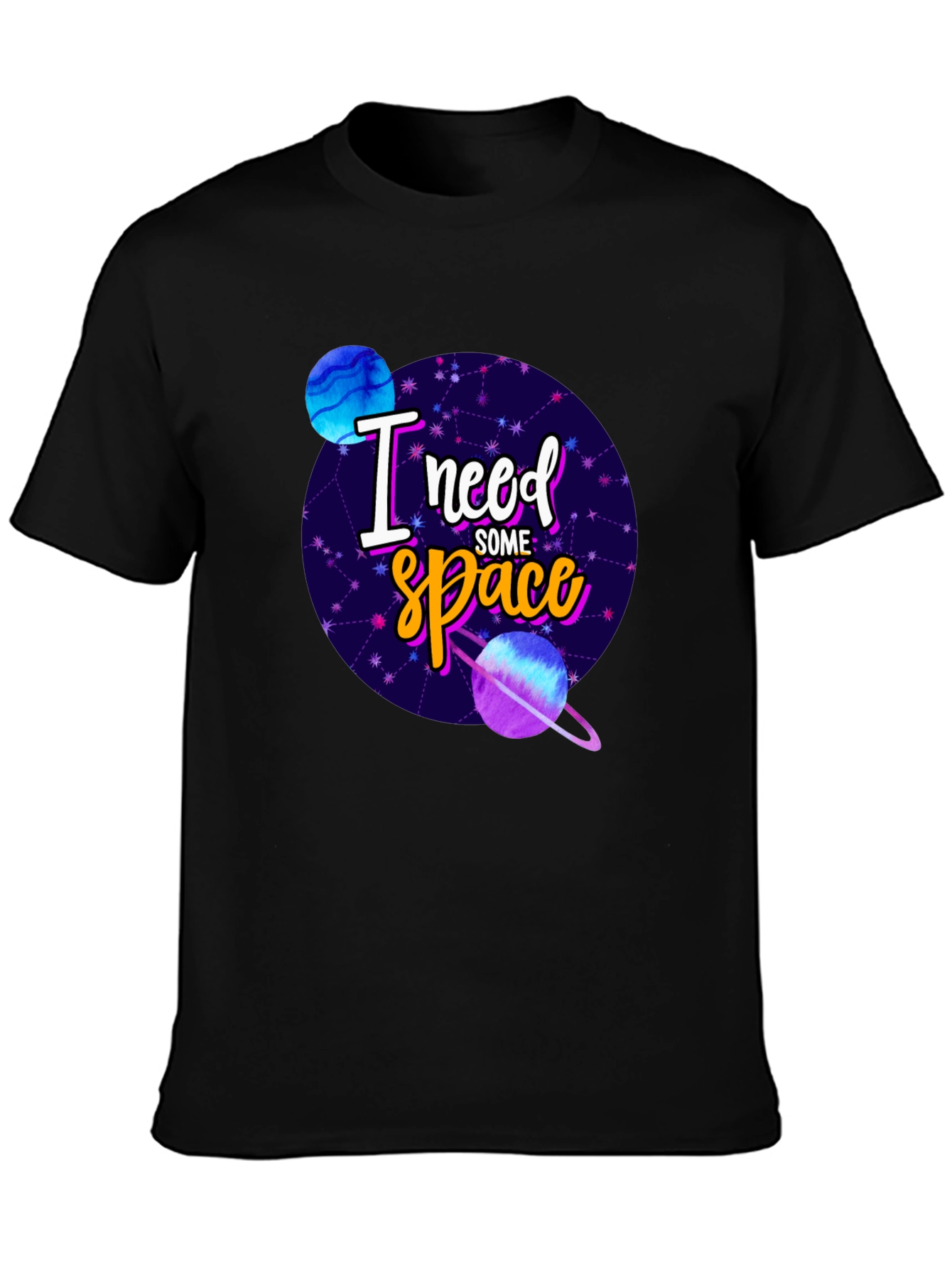 Black I Need Some Space Graphic Tee - Black view 3
