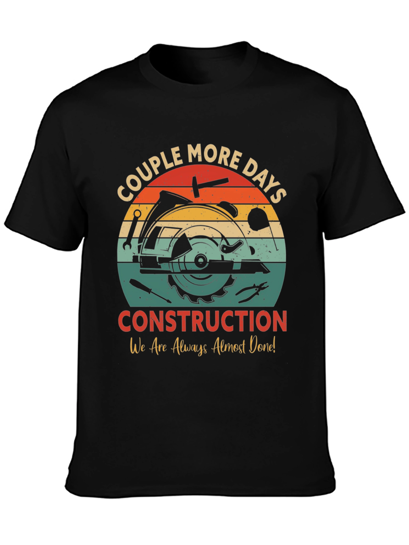 Black Construction T-Shirt: Couple More Days Design view 3