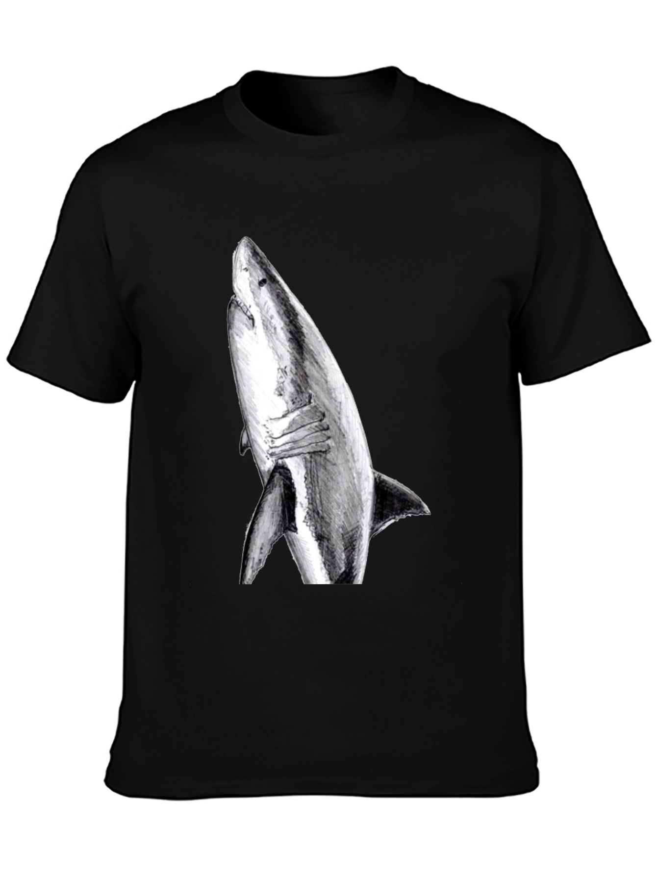 Black Shark Graphic Print Black T-Shirt view 3
