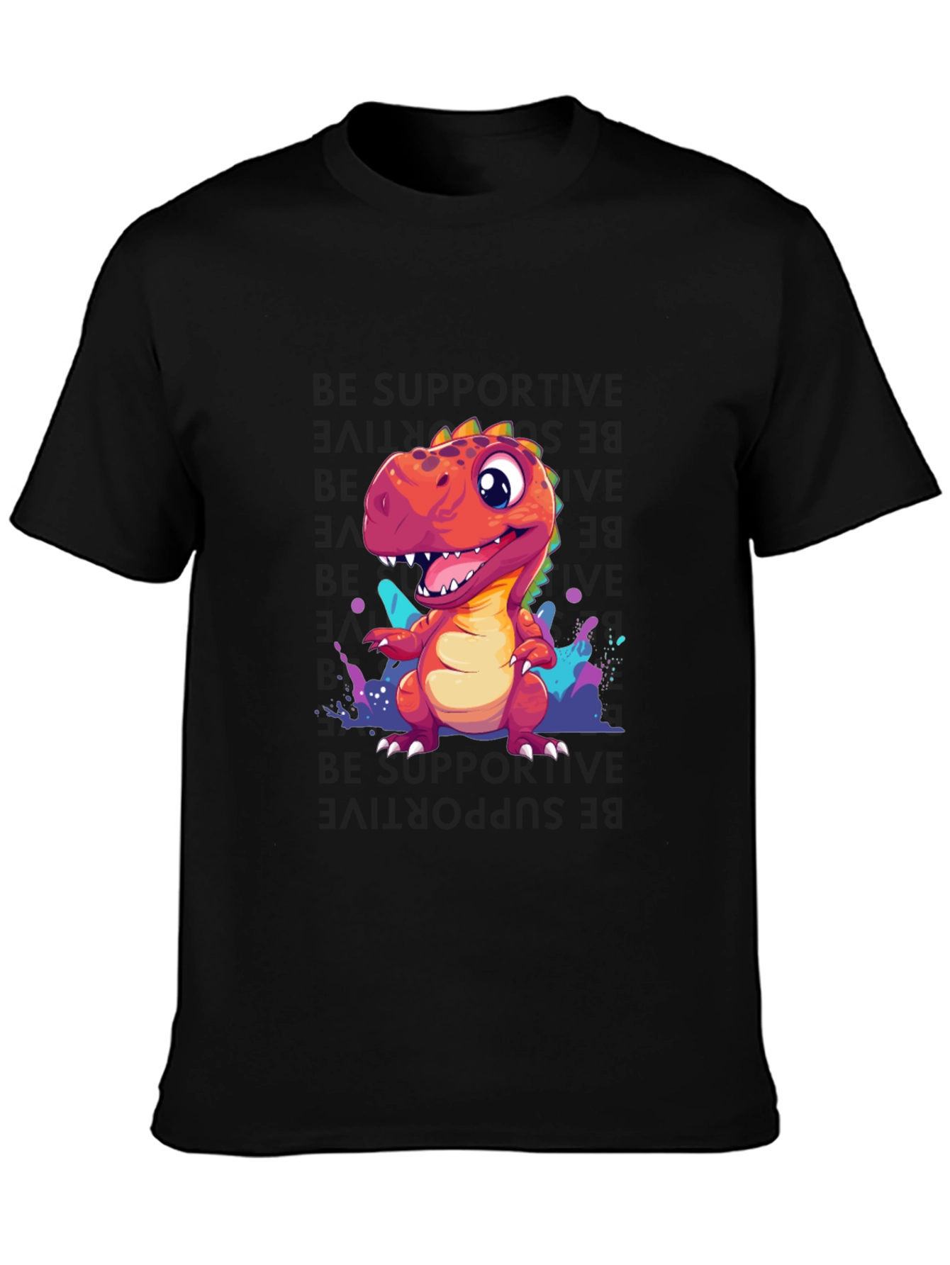 Black Dino T-Shirt - Fun Cartoon Design view 3