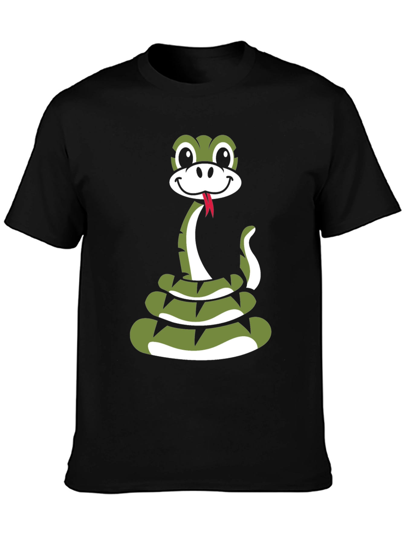 Black Snake Cartoon Graphic Black T-Shirt view 3