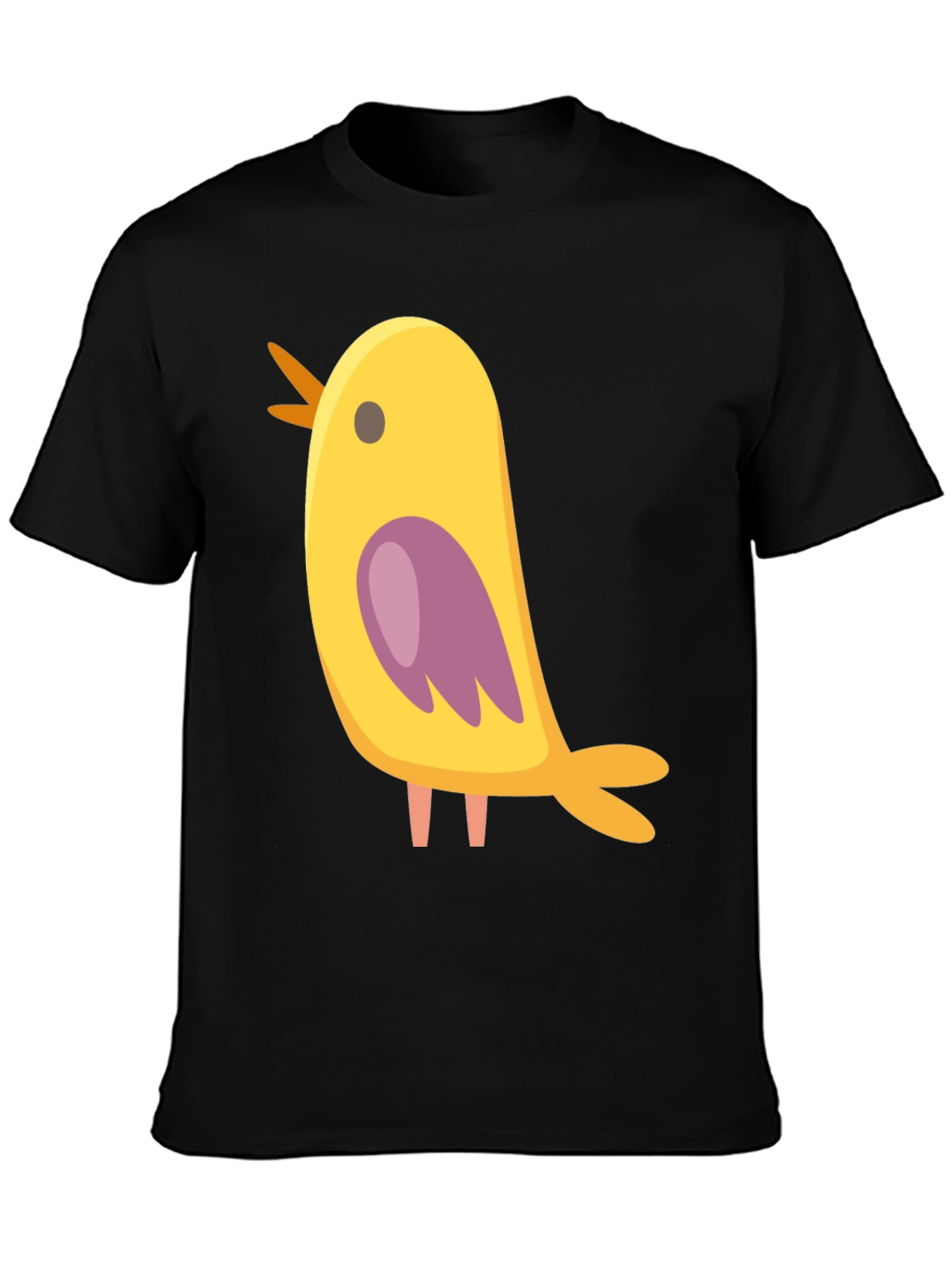 Black Cute Bird Graphic Tee - Black Cotton Blend view 3