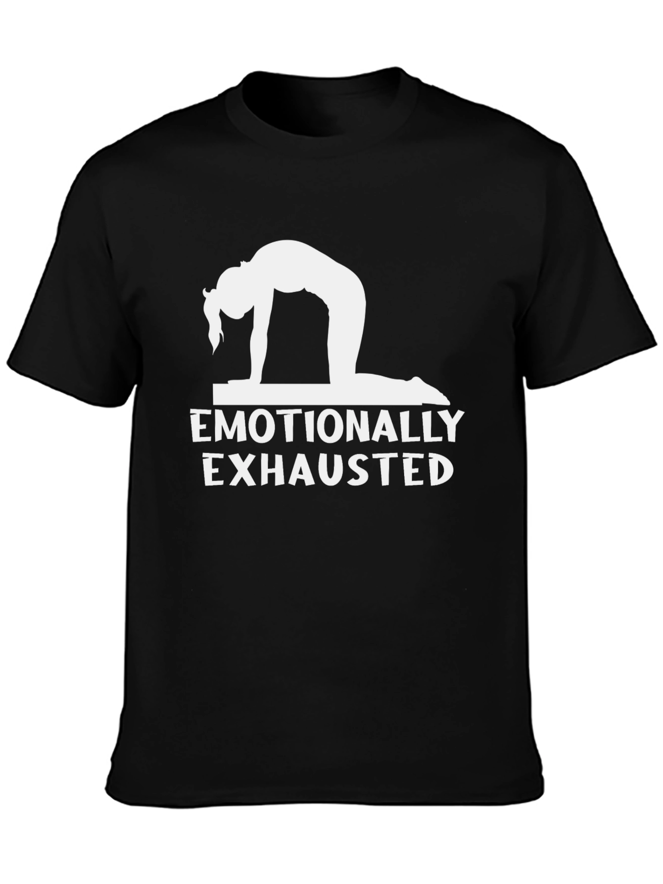 Black Emotionally Exhausted Yoga Black T-Shirt view 3