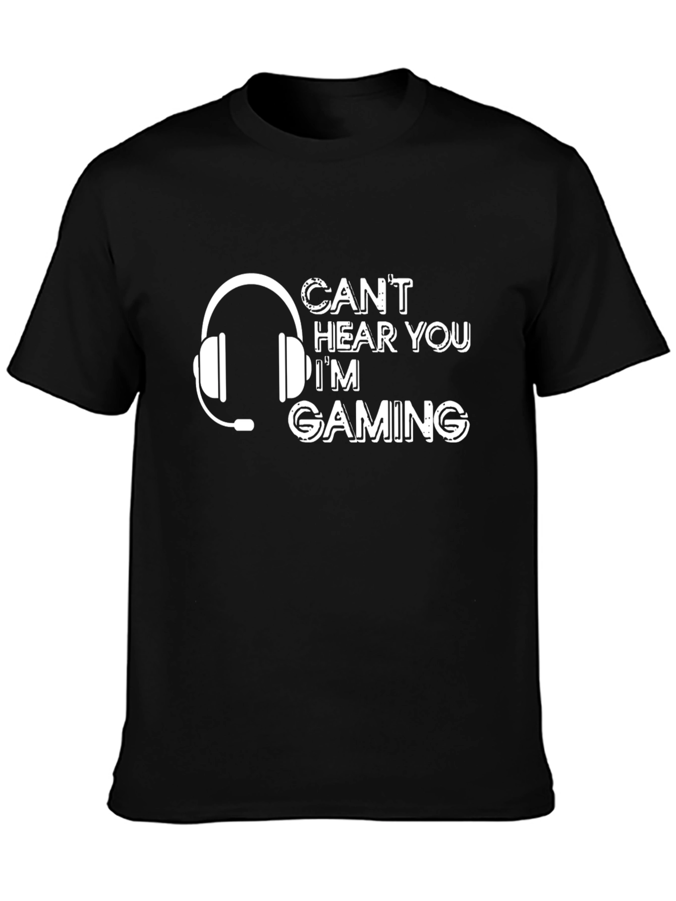 Black Can't Hear You I'm Gaming Black T-Shirt view 3