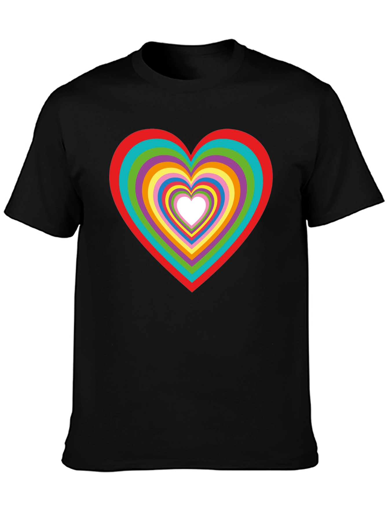 Black Rainbow Heart Graphic Tee - Stylish Cotton T-Shirt view 3