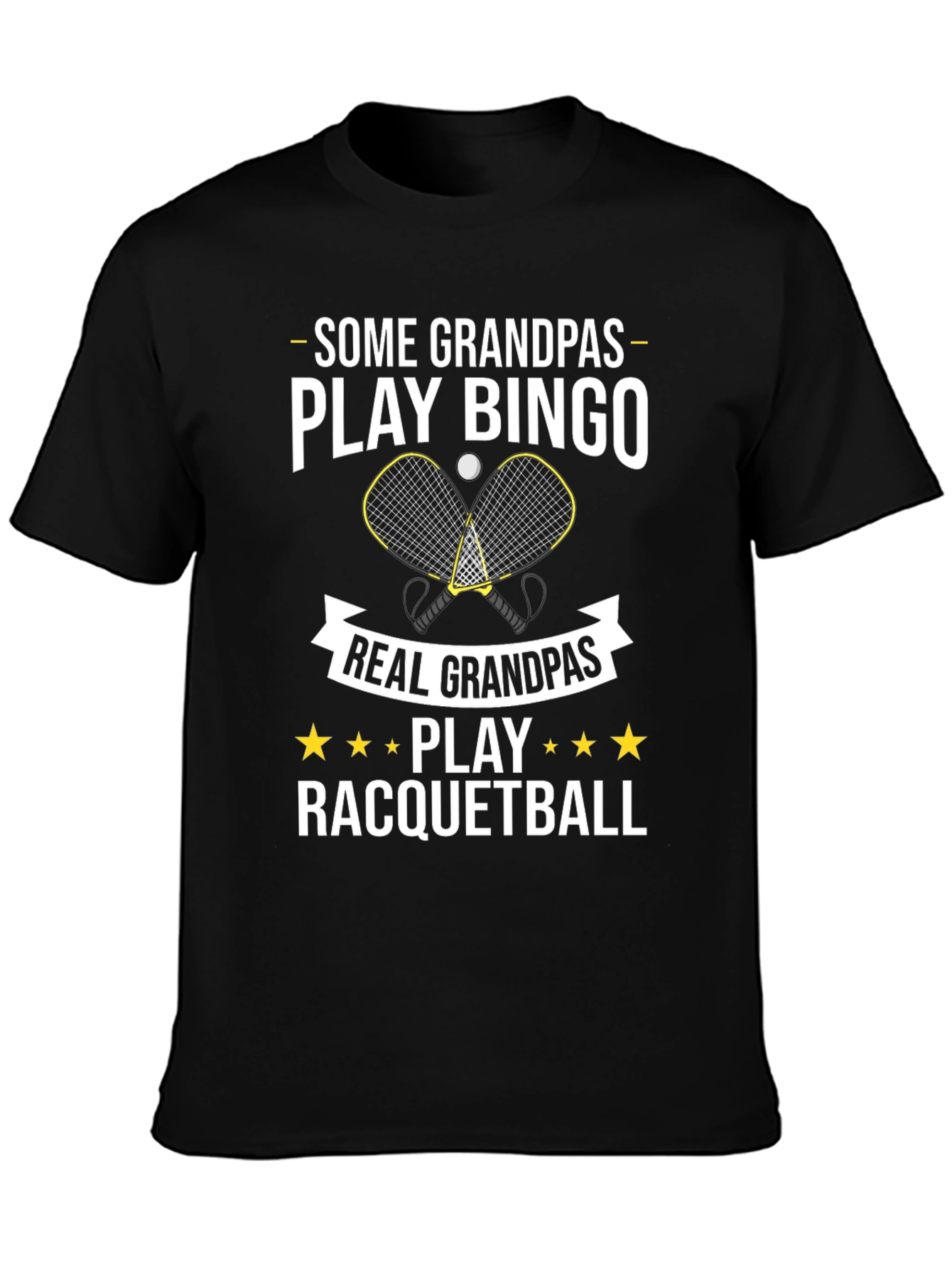 Black Funny Grandpas Racquetball T-Shirt view 3