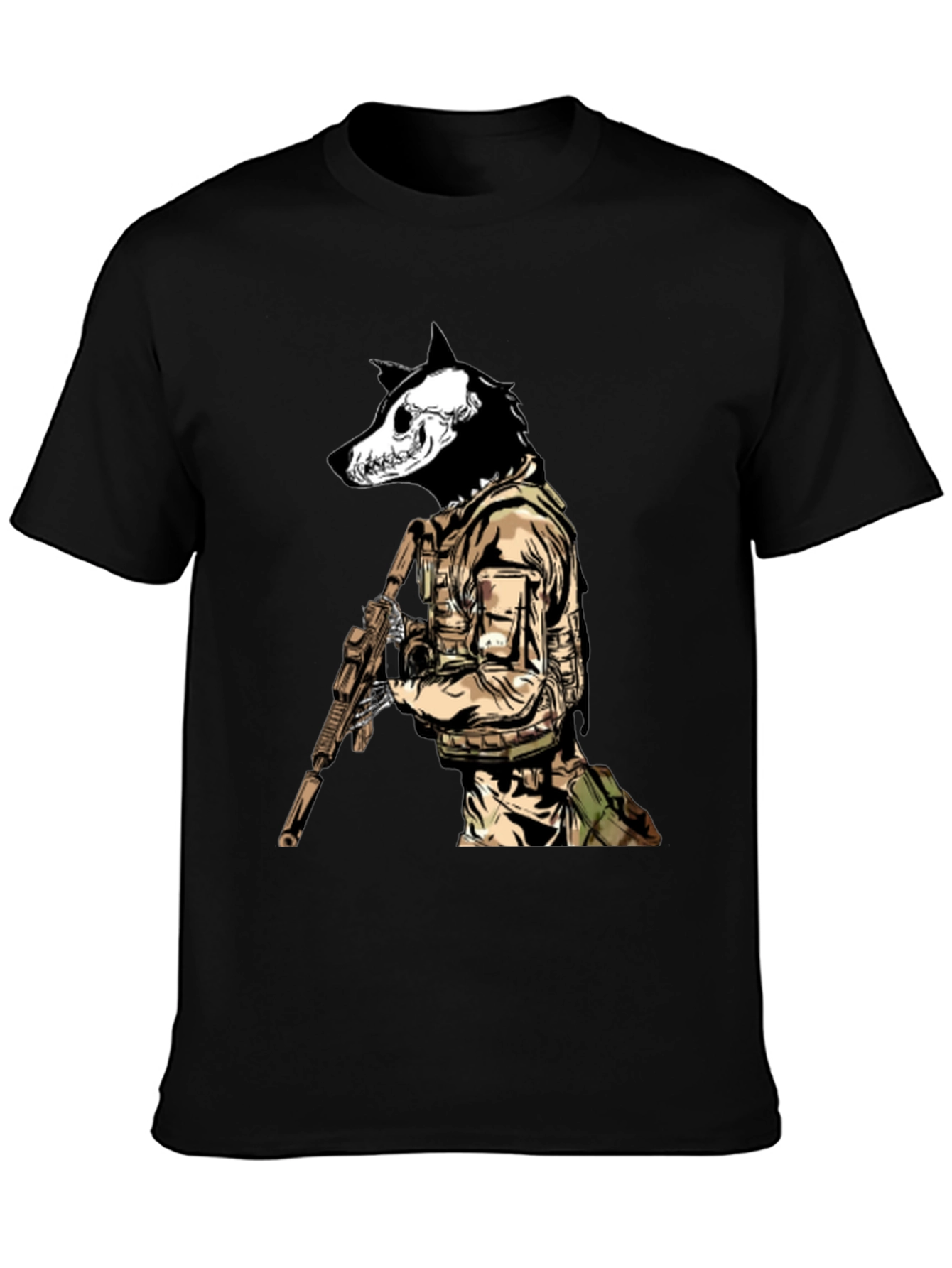 Black Tactical Wolf T-Shirt - Military Style view 3