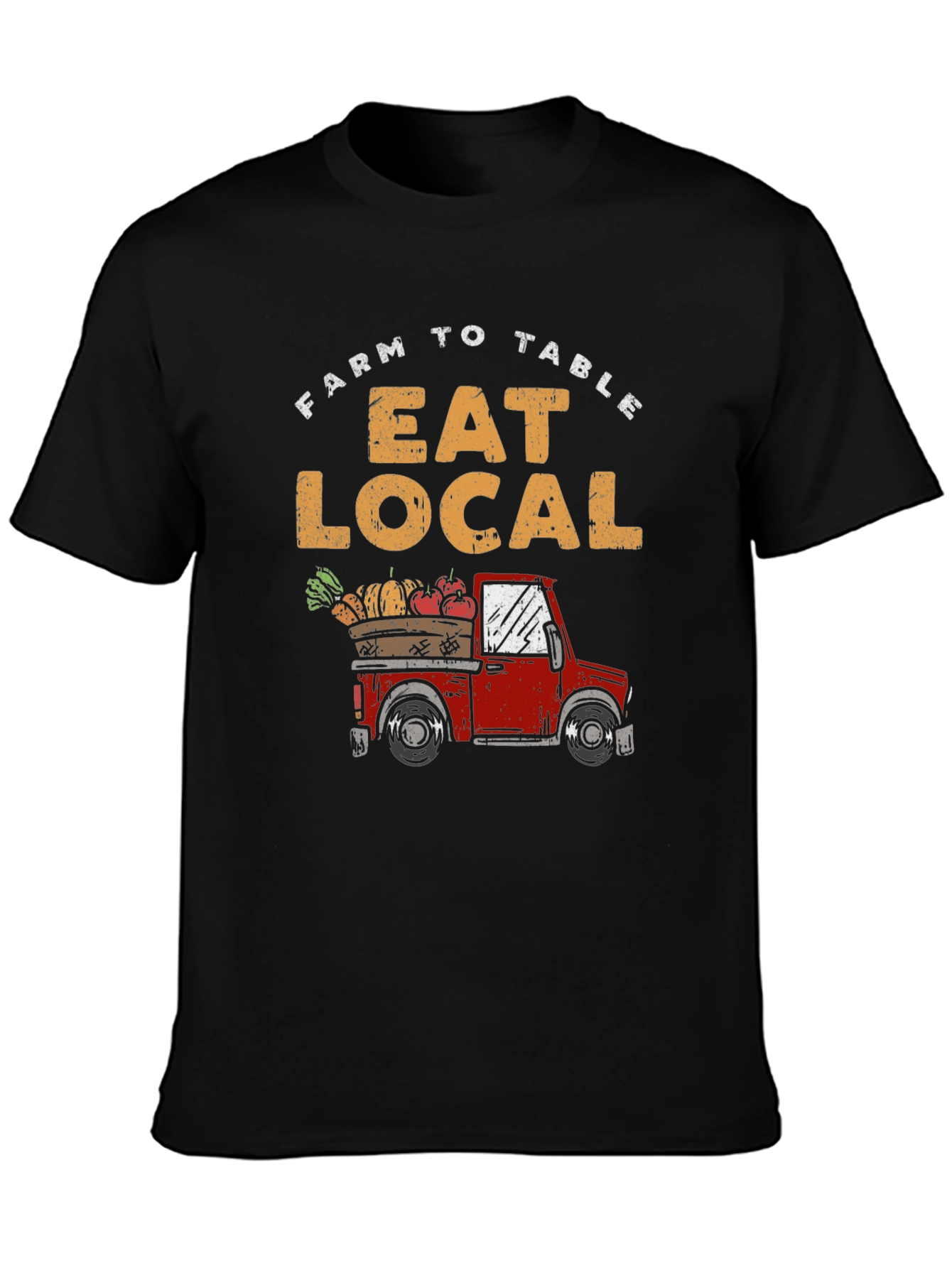 Black Farm to Table Eat Local T-Shirt view 3