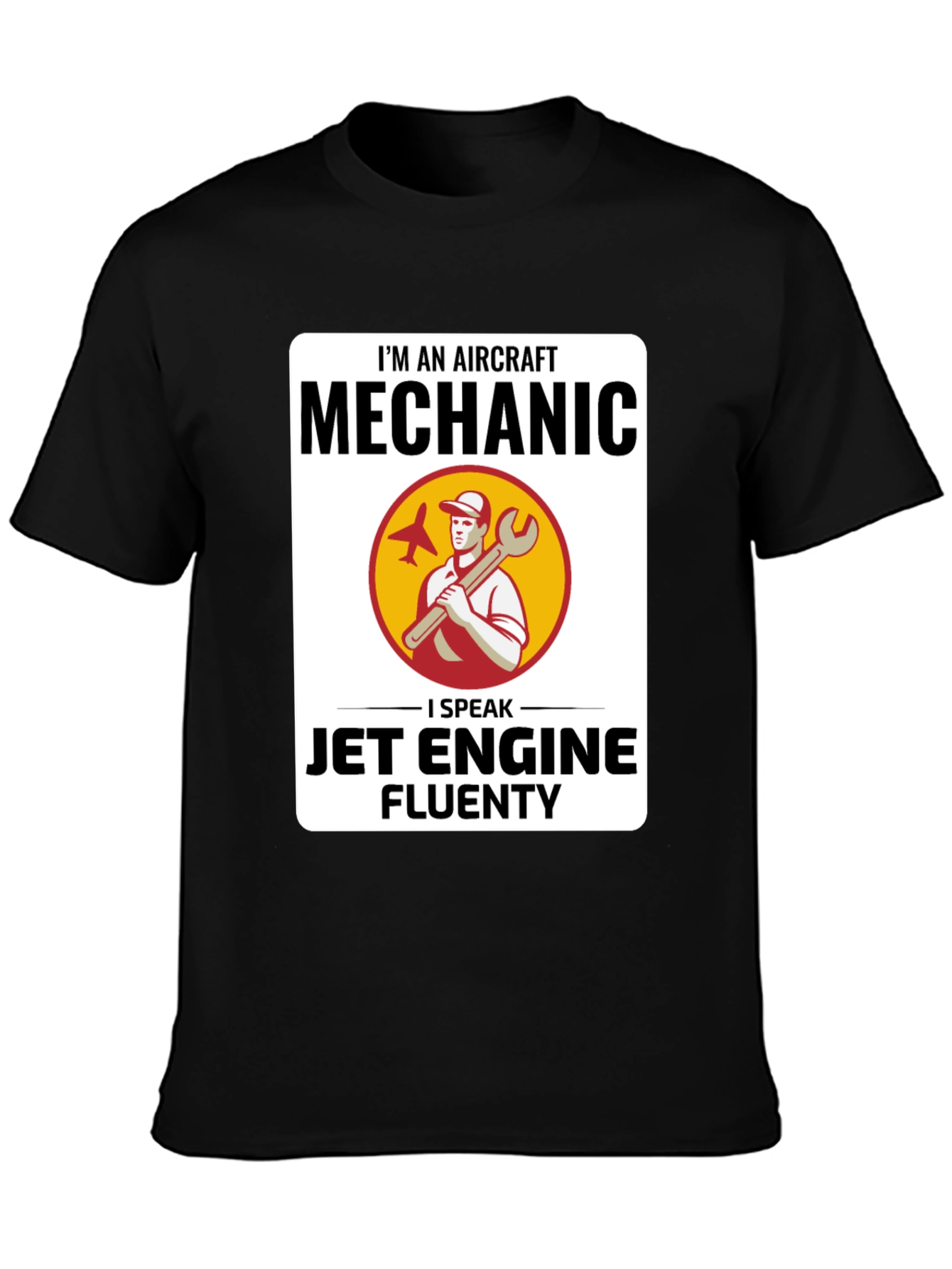 Black Aircraft Mechanic Jet Engine T-Shirt view 3