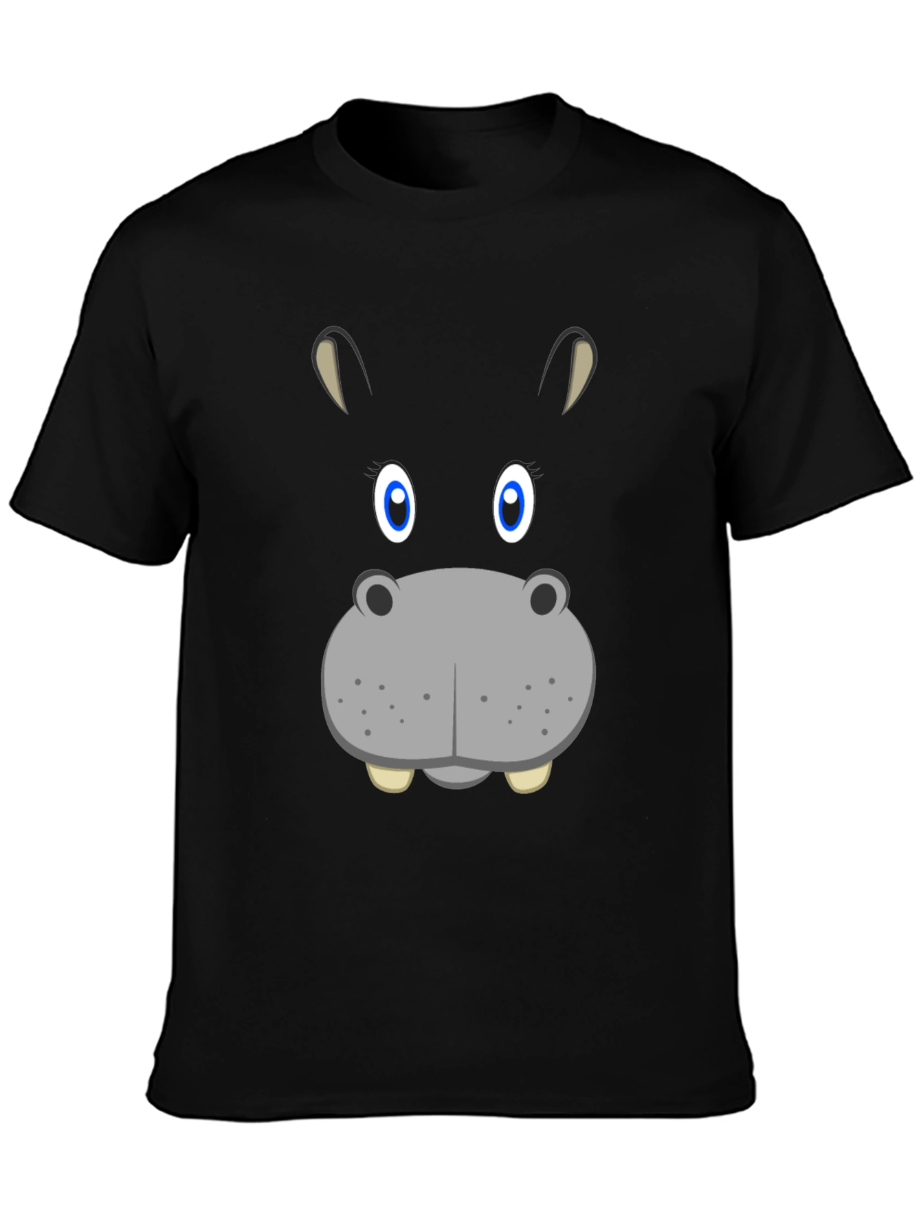 Black Hippo Face Graphic Tee - Unique Animal Design view 3
