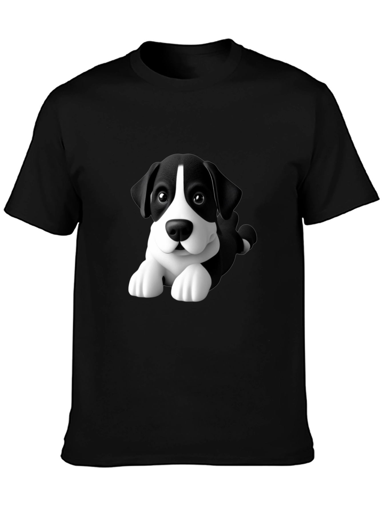 Cartoon Dog Graphic Tee - Men's Black T-Shirt - 3