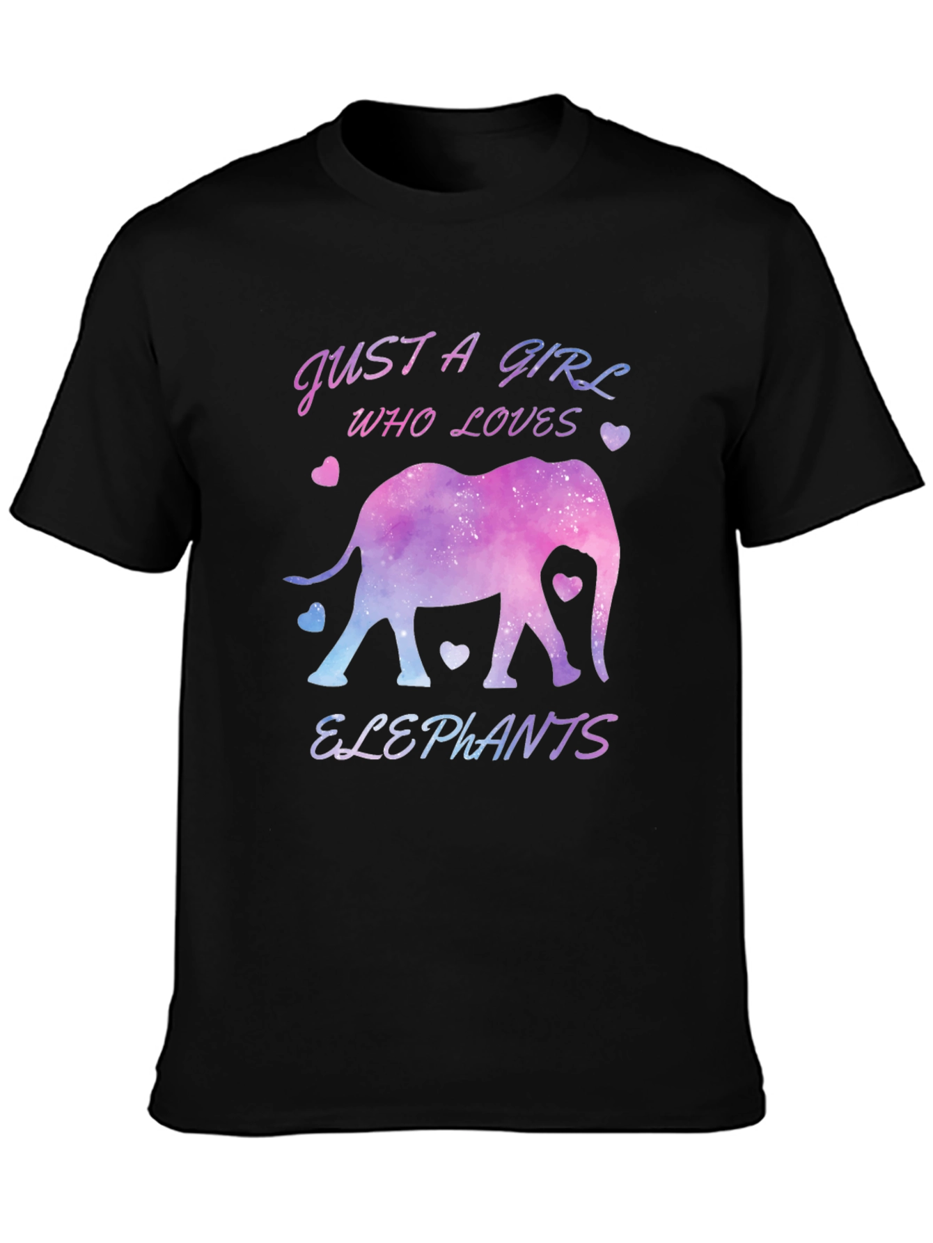Black Just a Girl Who Loves Elephants T-Shirt view 3