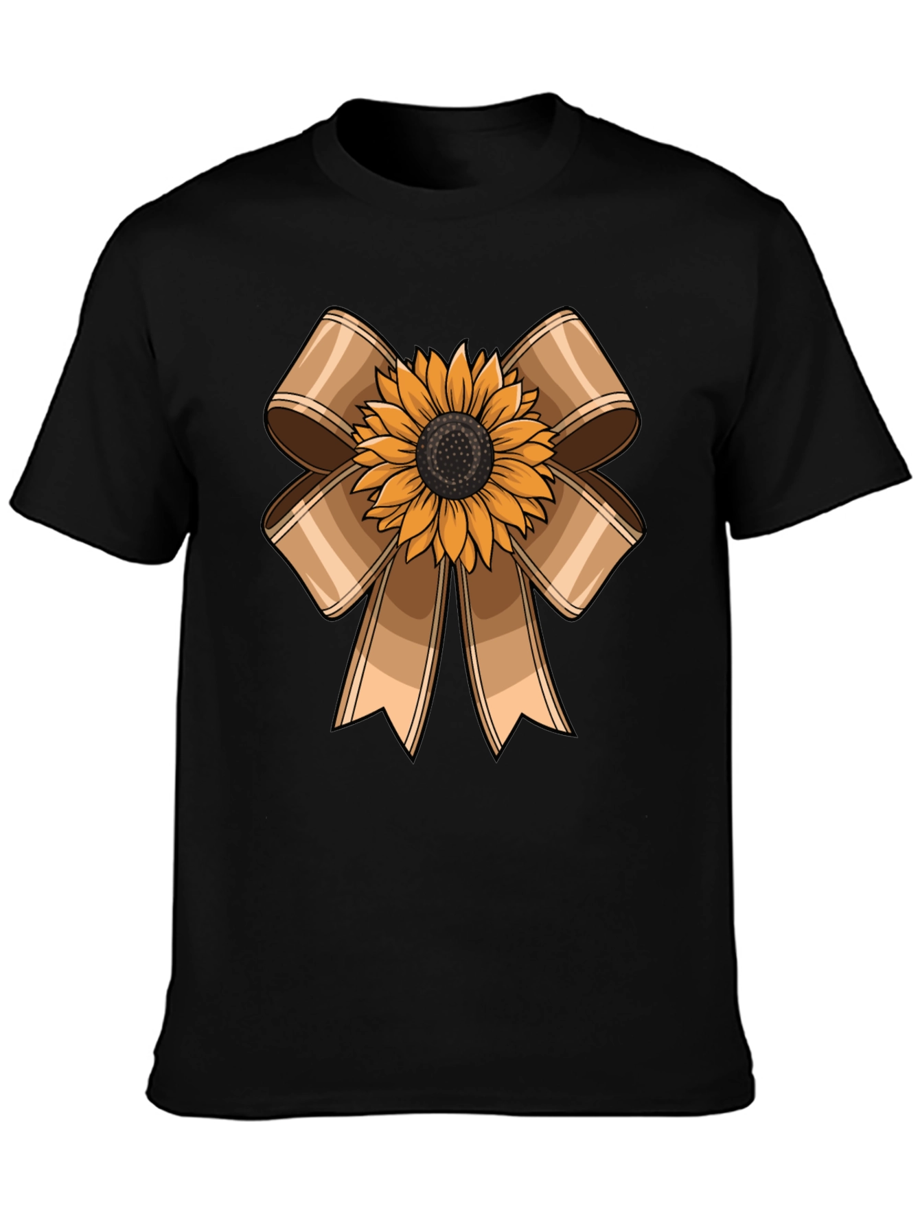 Black Sunflower Bow Graphic Tee - Casual Comfort view 3