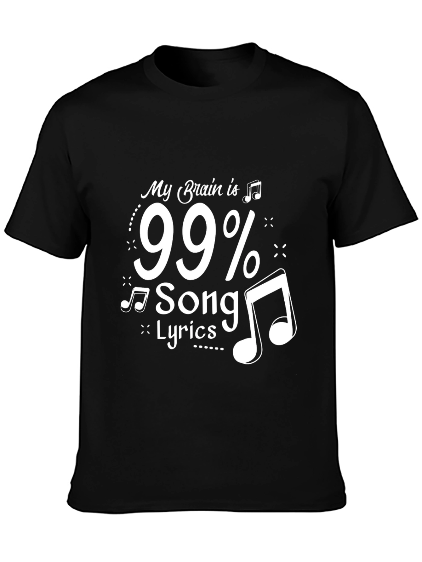 Black 99% Song Lyrics Black Tee - Music Lover Gift view 3