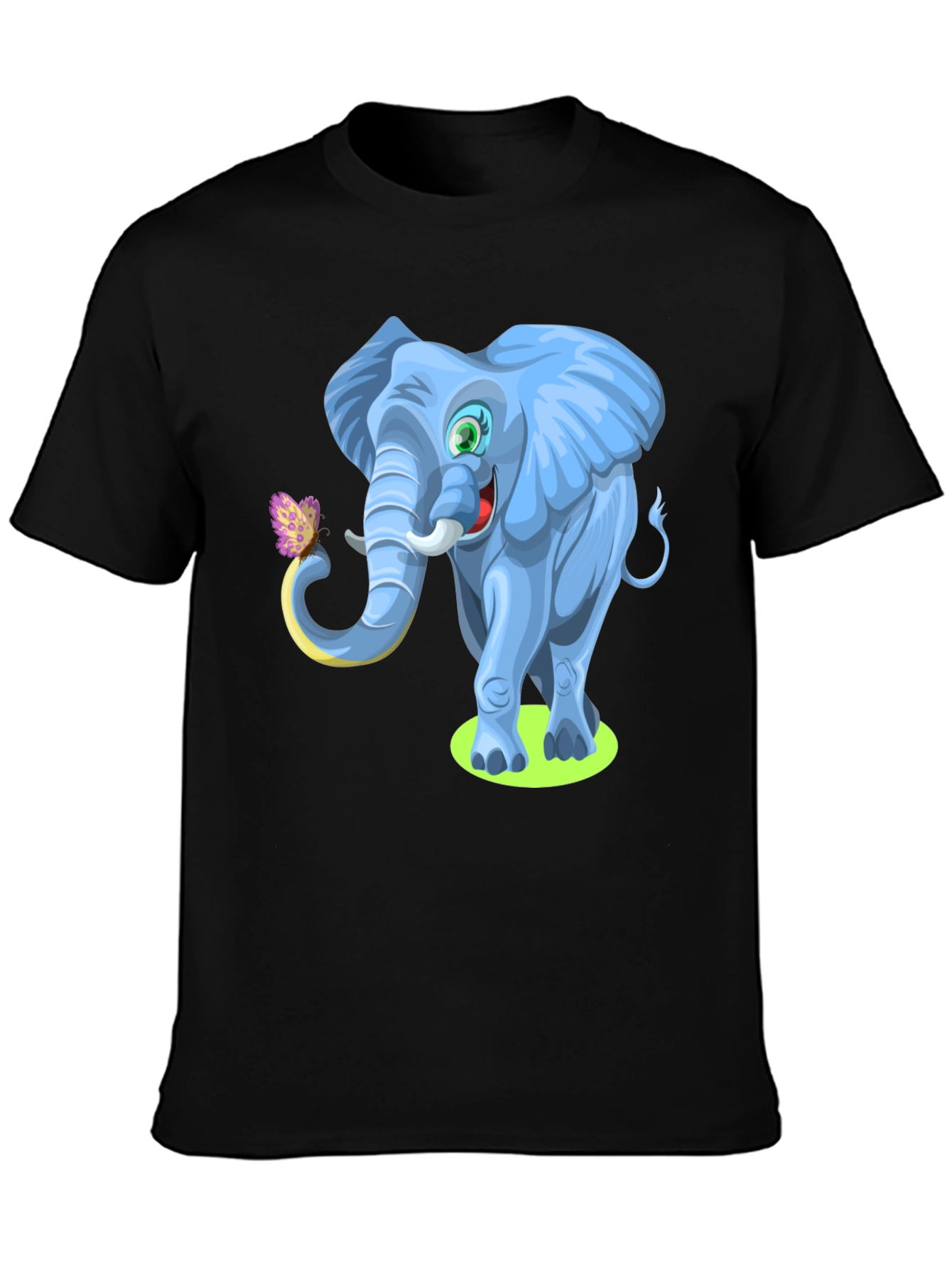 Black Cartoon Elephant Graphic Tee - Soft Cotton Blend view 3